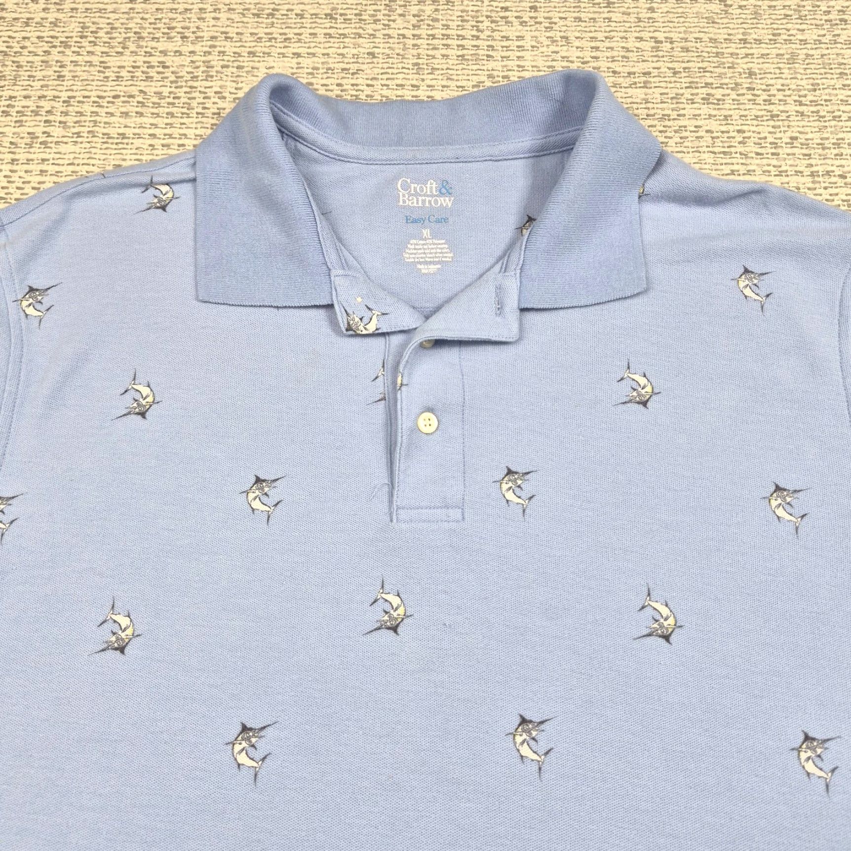 Croft & Barrow Croft & Barrow Polo Shirt Mens XL Blue Easy Care Marlin Fish Nautical Print Shirt Size US XL / EU 56 / 4 - 4 Thumbnail