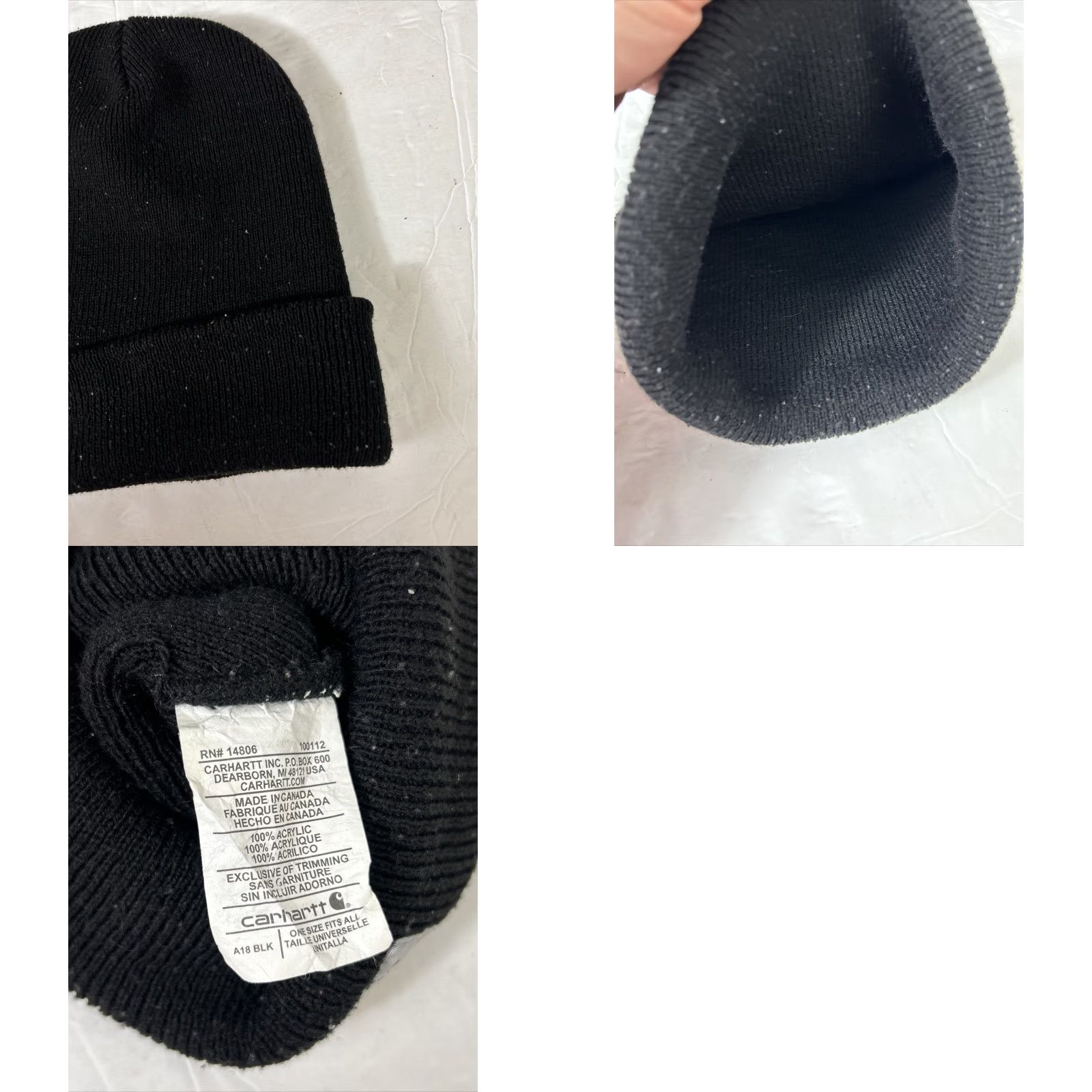 Carhartt Carhartt Beanie Hat Unisex Adults One Size Black Knit Acrylic Stretch Breathable Solid Logo Fall Winter 2010s Men Women Cap Watchman Size ONE SIZE - 8 Thumbnail