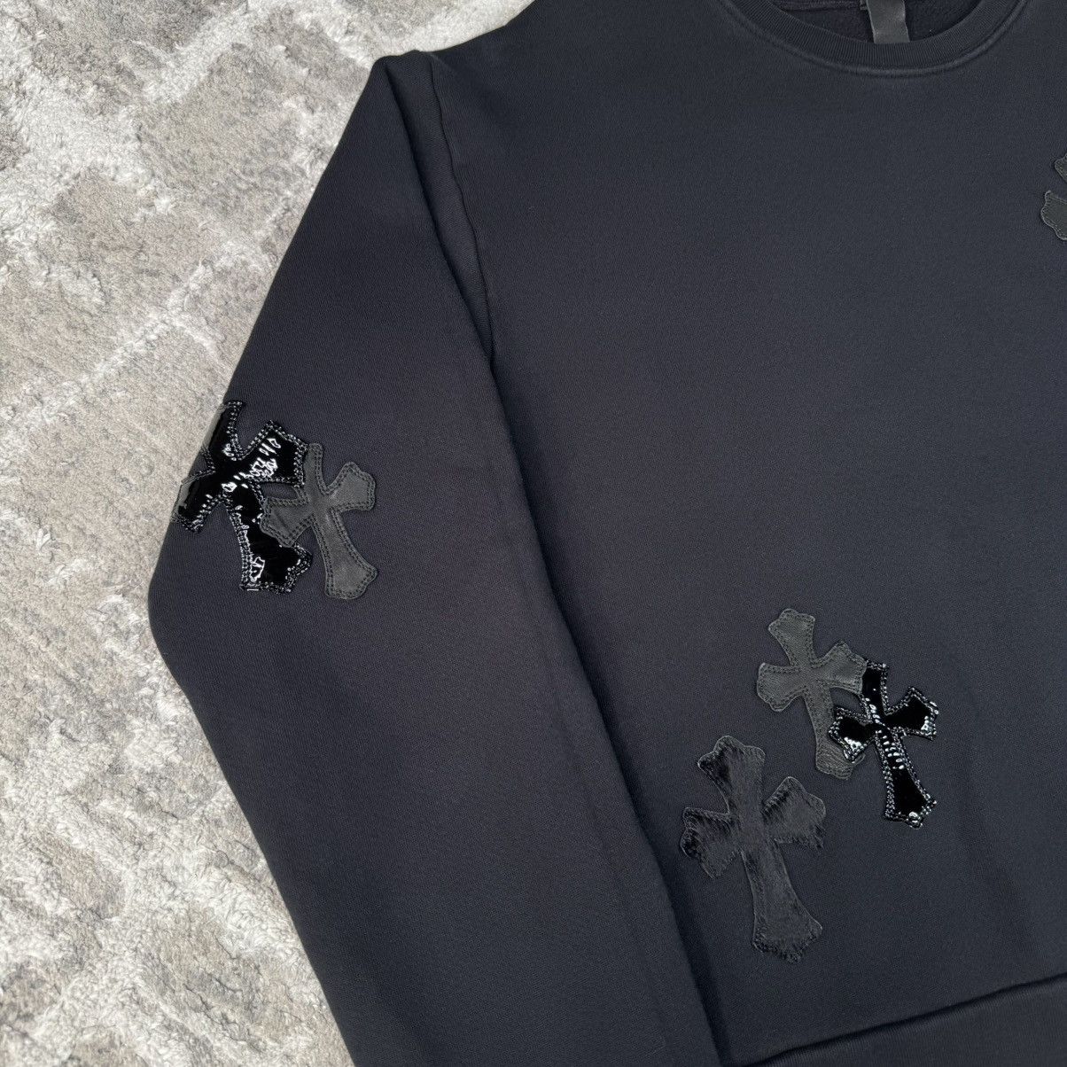 Chrome Hearts Leather multi patch cross pullover crewneck sweatshirt Size US M / EU 48-50 / 2 - 7 Thumbnail
