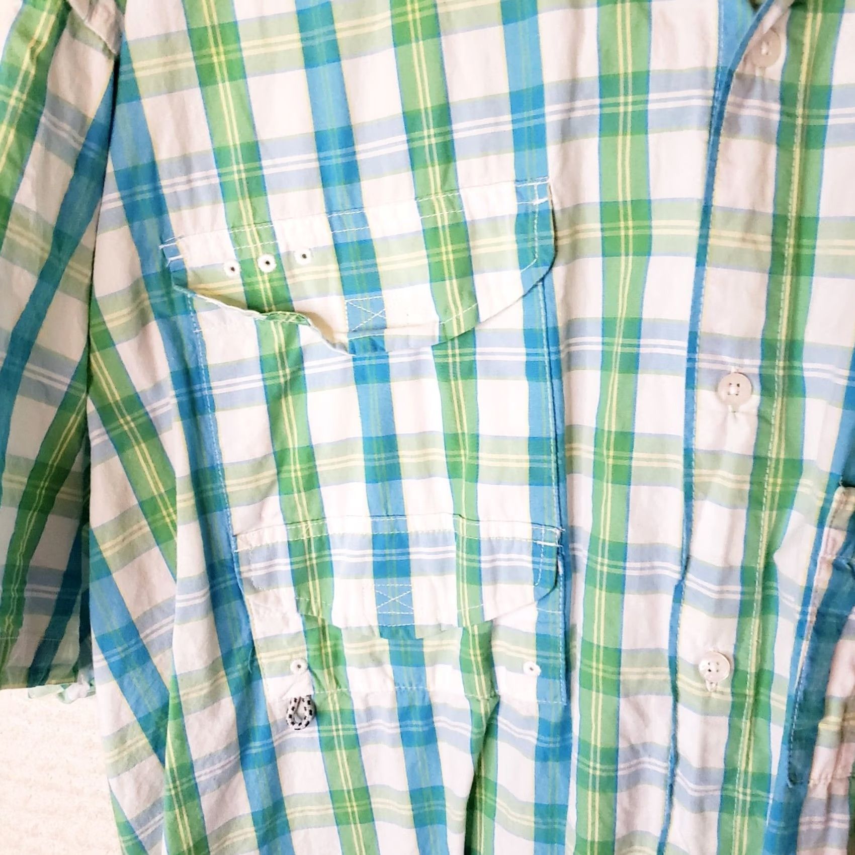 Vintage Columbia PFG Super Bonehead Fishing Shirt XXL Blue Green Plaid Short Sleeve Button-Up Mens 2XL Size US XXL / EU 58 / 5 - 5 Thumbnail