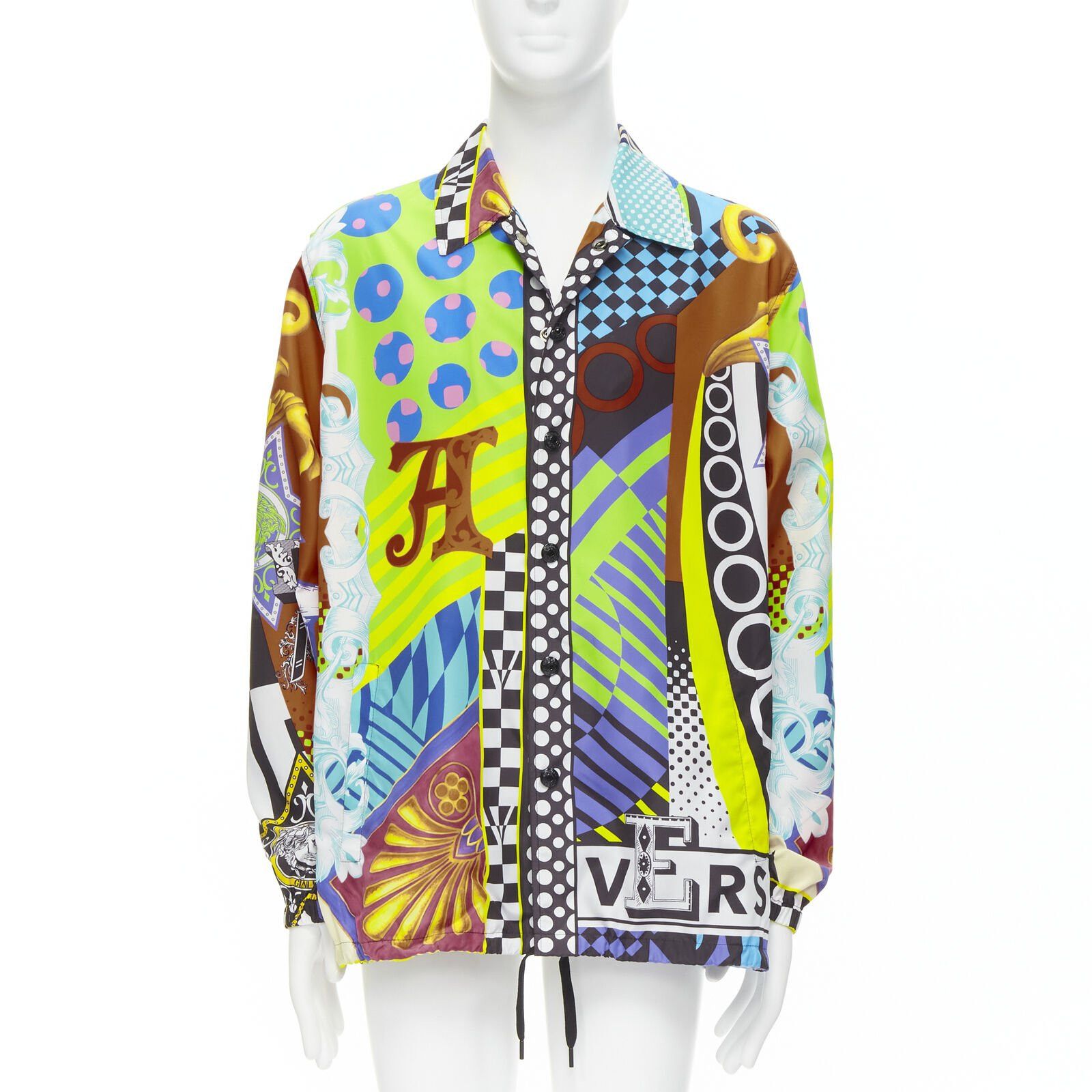 VERSACE 2020 Runway Pop Temple print nylon windbreaker shirt