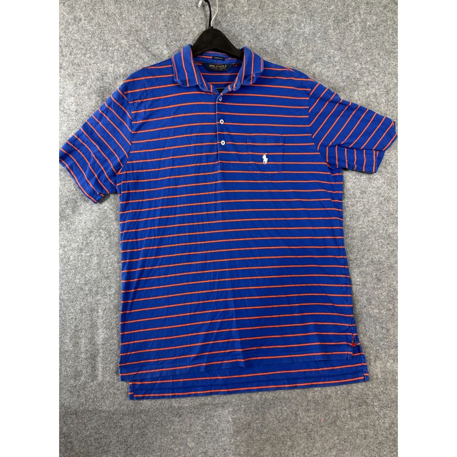 Polo Ralph Lauren Polo Ralph Lauren Polo Shirt Mens L Blue Orange Striped Logo Short Sleeve Vintage Lisle Size US L / EU 52-54 / 3 - 3 Thumbnail
