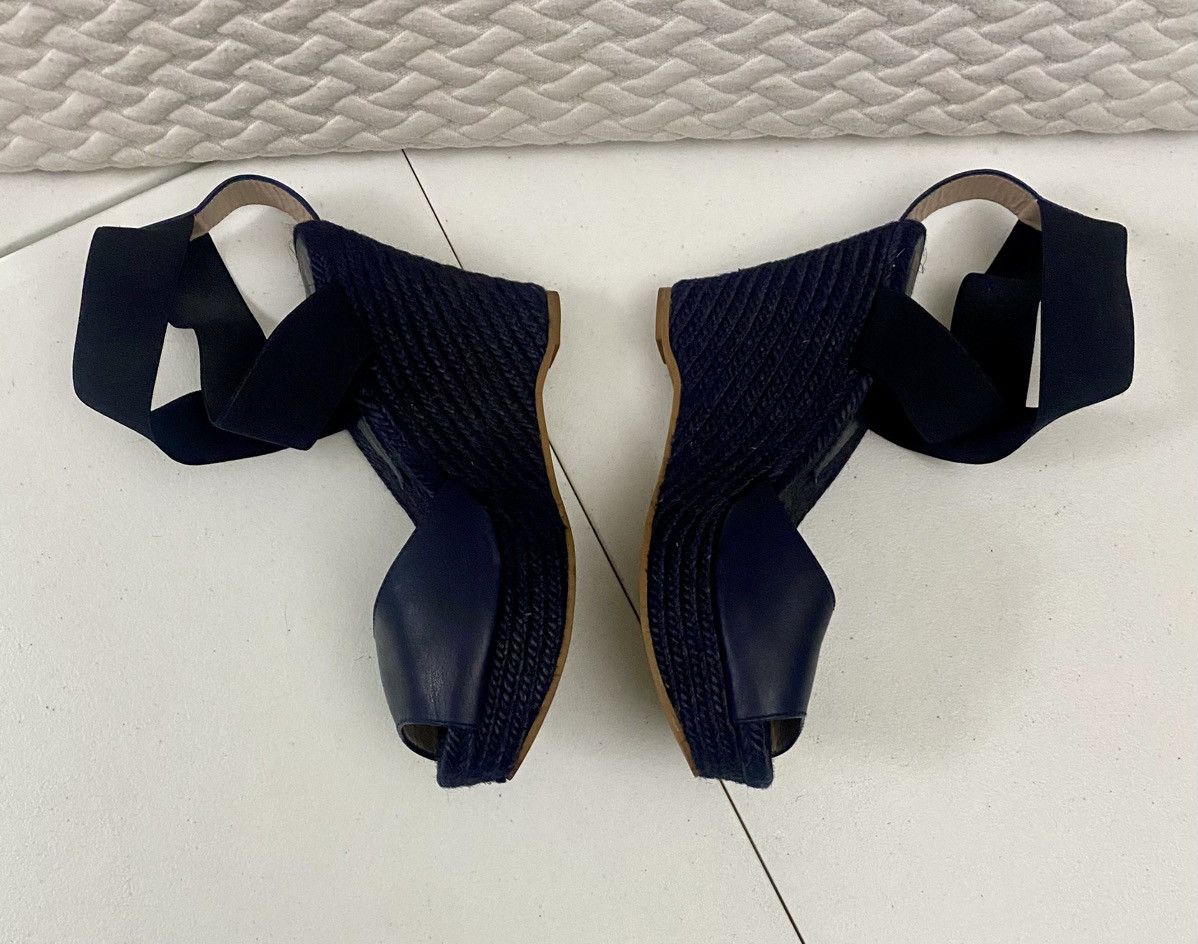 Emporio Armani Emporio Armani 🇪🇸 Navy Leather Espadrille Wedge Sandals 9.5 Size US 9.5 / IT 39.5 - 8 Thumbnail