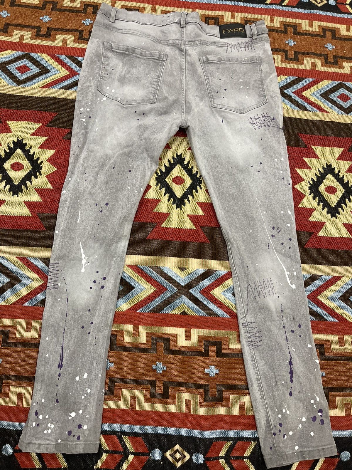 Designer Y2K FWRD DENIM PAINT SPLASH JEANS Size US 40 / EU 56 - 4 Thumbnail