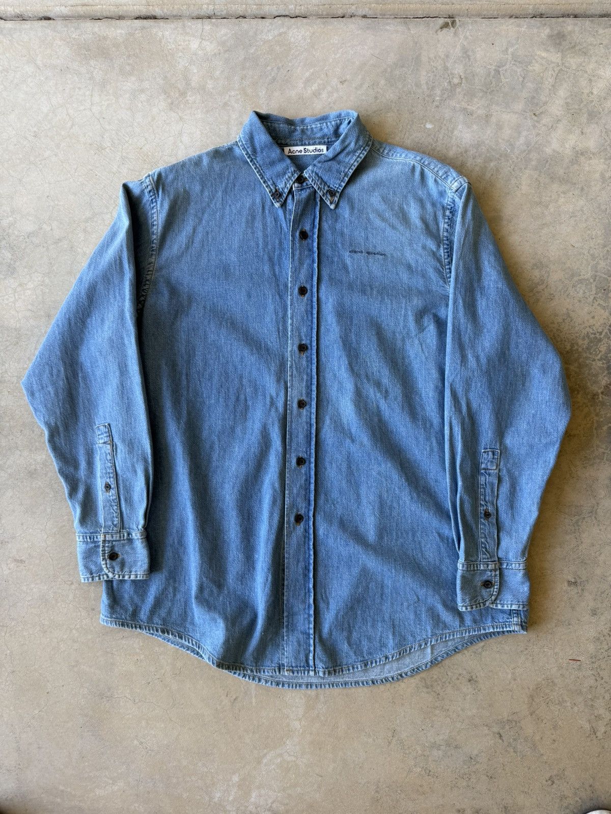 Acne Studios × Designer Acne Studios Speirs Denum Shirt Mid Blue SS21 Size US S / EU 44-46 / 1 - 1 Thumbnail