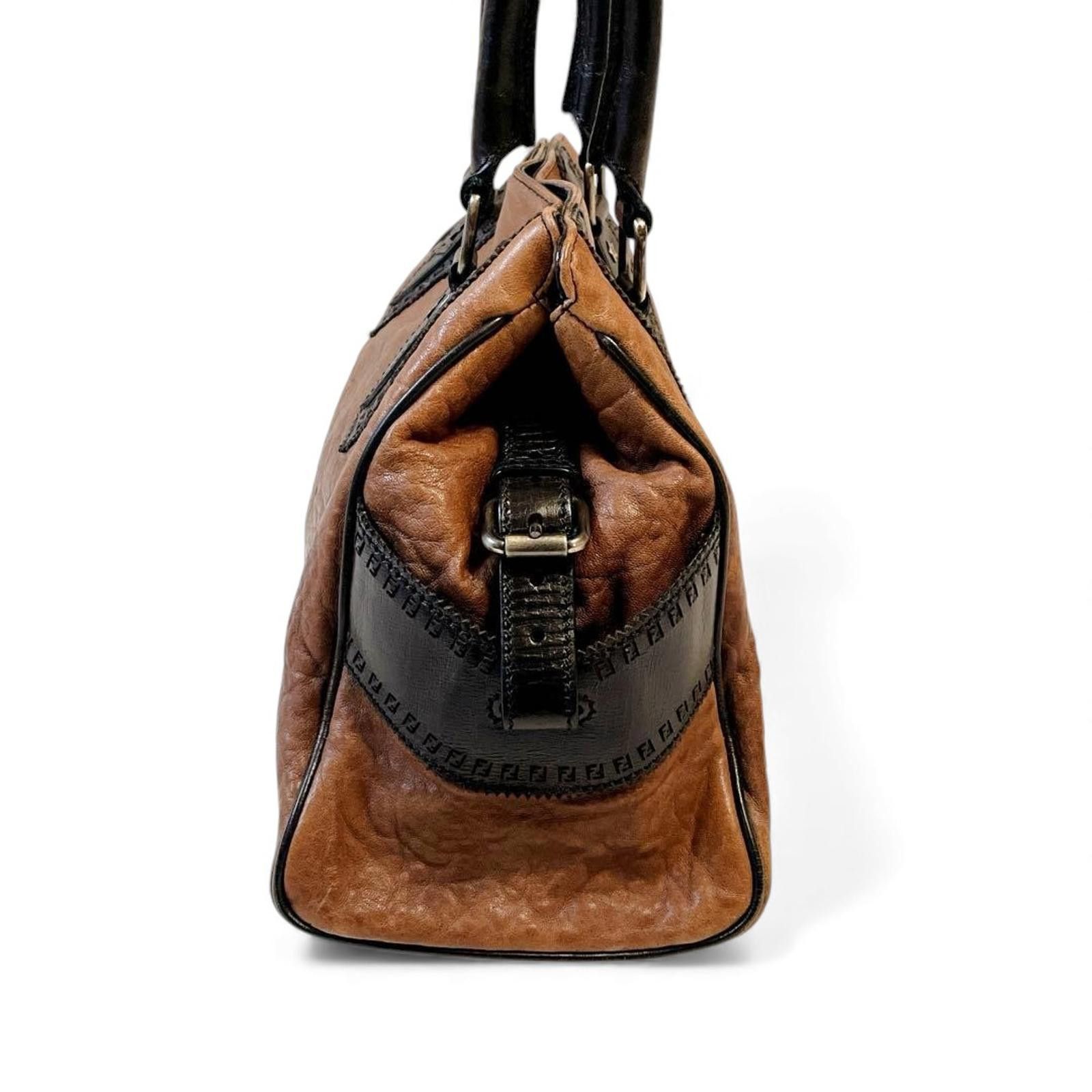 Fendi Fendi - Brown Black Leather Shoulder Bag Size ONE SIZE - 4 Thumbnail