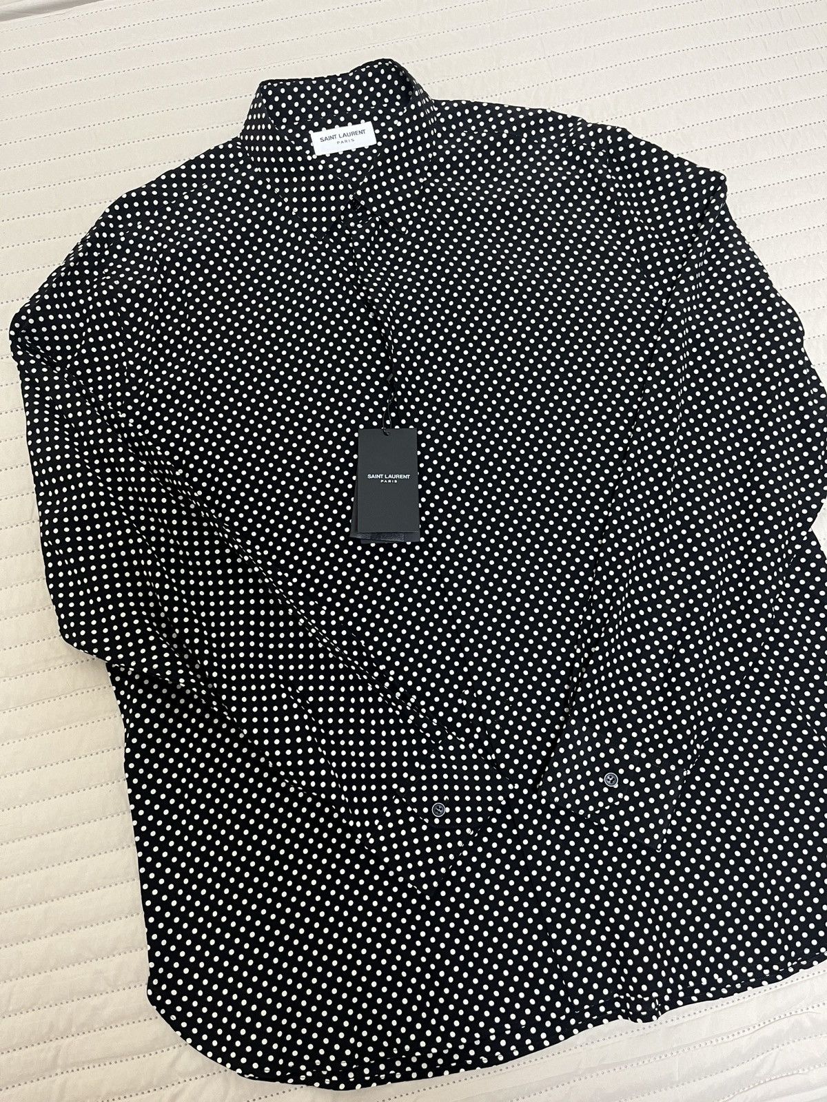 Saint Laurent Paris Polka dot silk shirt Size US L / EU 52-54 / 3 - 4 Thumbnail