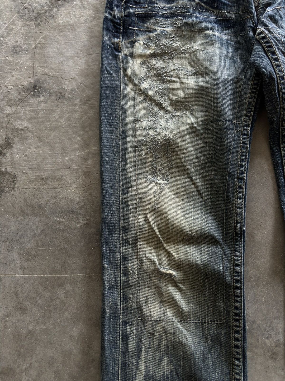 Japanese Brand COOK JEANS distressed japanese punk rockstar grunge low rise Size US 27 - 11 Thumbnail