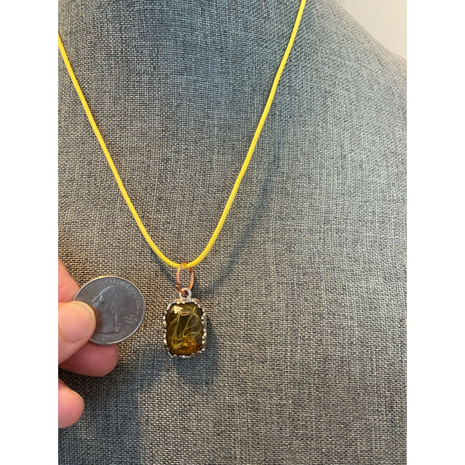 Handmade Upcycled amber colored swirl pendant necklace Size ONE SIZE - 2 Thumbnail