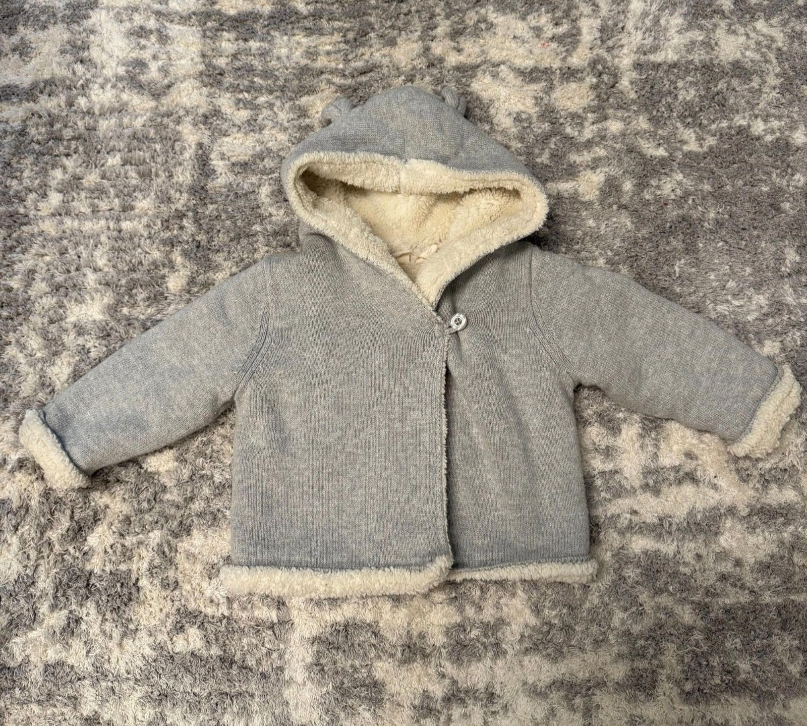 Other Baby Gap Sherpa Hoodie 6-12 Months Gray Knit Hooded Jacket Size ONE SIZE - 1 Thumbnail