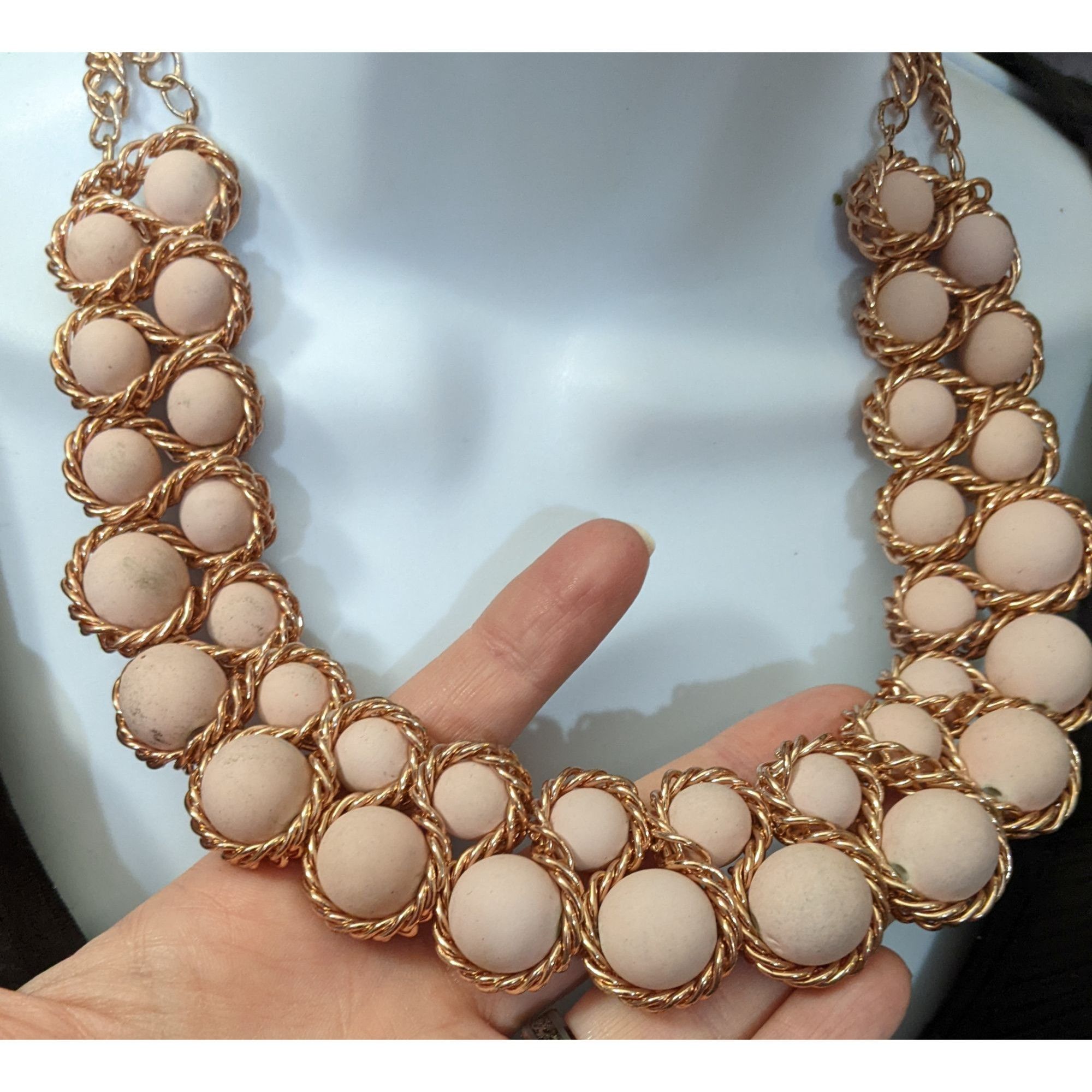 Other Pink And Rose Gold Bib Statement Necklace Size ONE SIZE - 1 Thumbnail