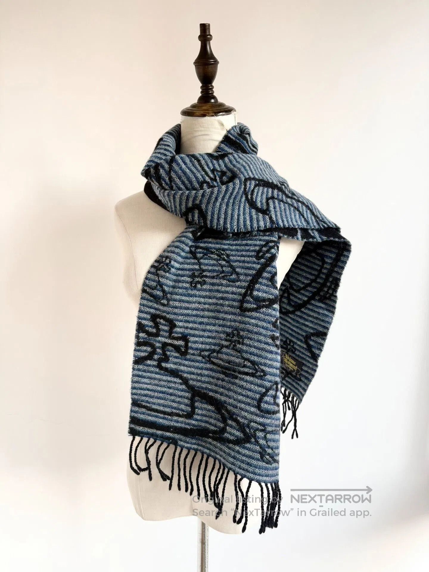 Vivienne Westwood Vivienne Westwood Black Blue Striped Scarf. Size ONE SIZE - 3 Thumbnail