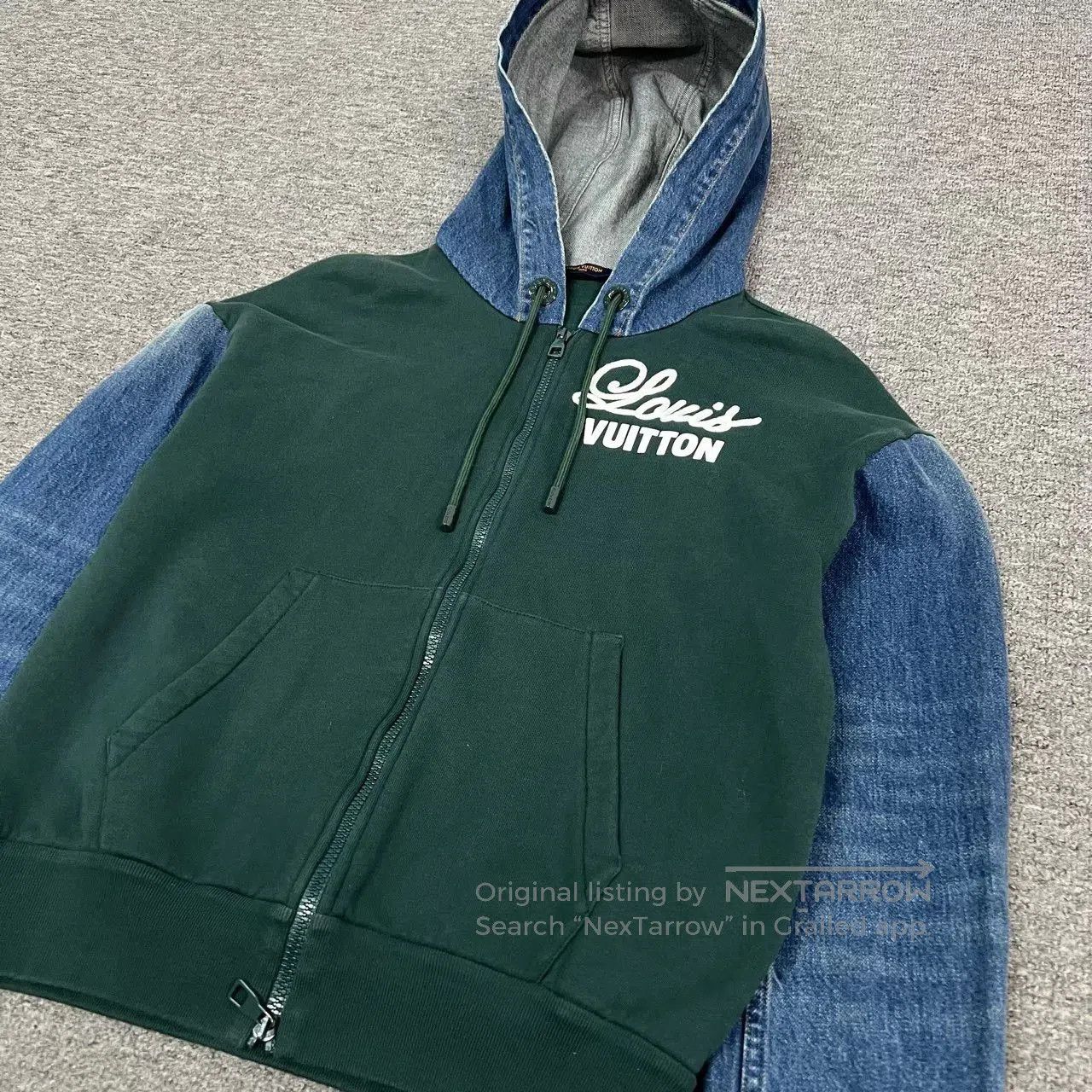 Louis Vuitton Louis Vuitton Green Denim Sleeves Hooded Jacket. Size XS / US 0-2 / IT 36-38 - 3 Thumbnail