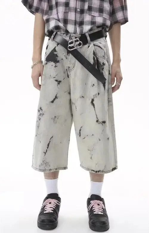 Japanese Brand × Vintage Fashion retro tie-dye loose fit jeans shorts Size US 31 - 2 Thumbnail