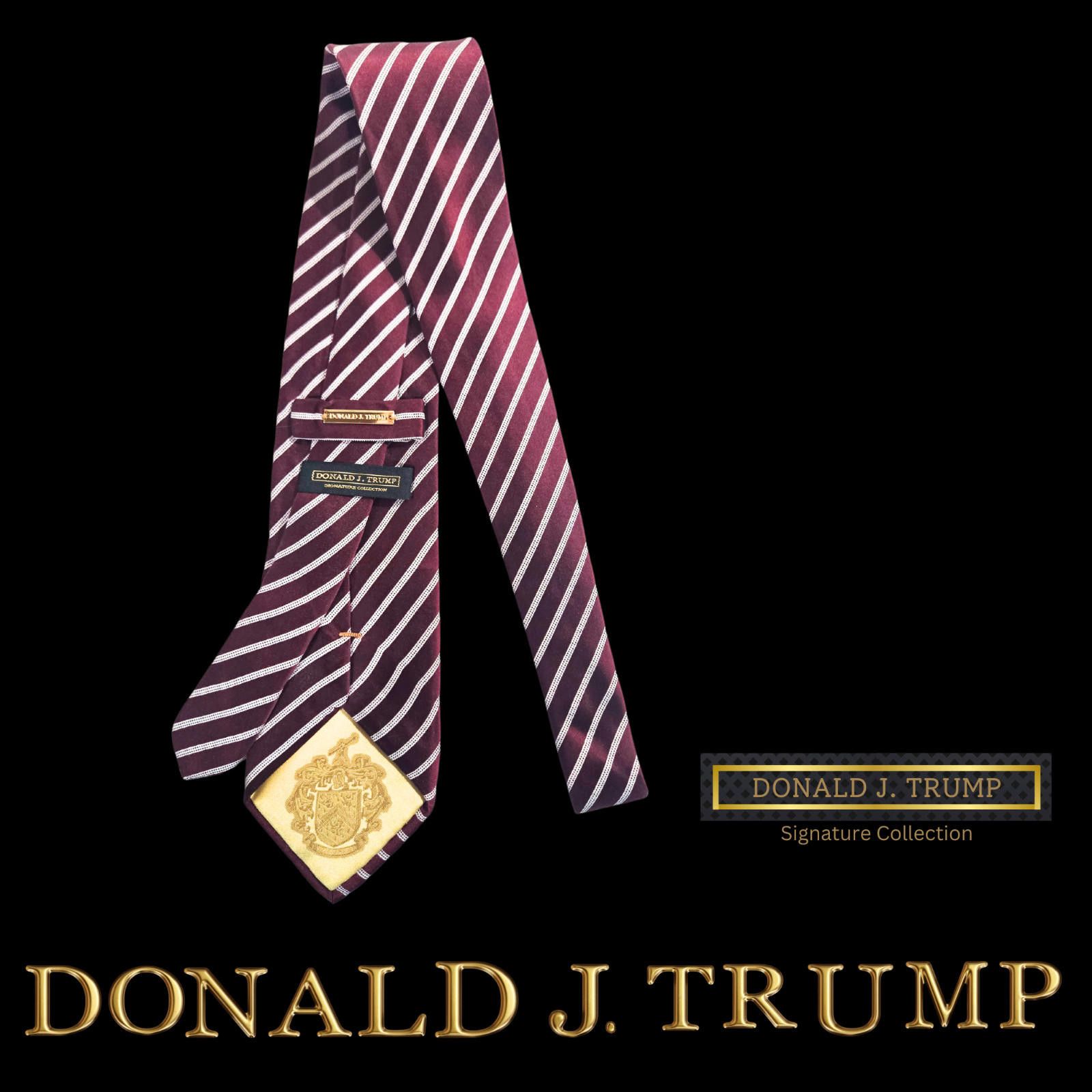 Designer NEW Donald J. Trump Necktie Tie President Burgundy Striped Size ONE SIZE - 2 Thumbnail