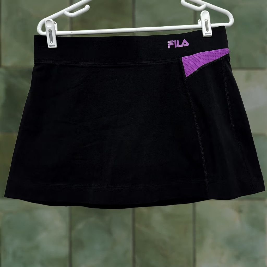 Fila Fila Sport Skort Black Purple Stretch Pull On Back Zip Pocket Skirt Size Medium Women Athletic Summer Tennis Golf N/A Size 32" / US 10 / IT 46 - 1 Thumbnail