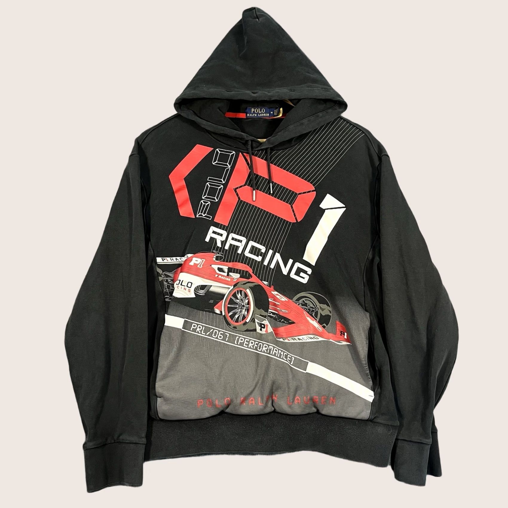 Polo Ralph Lauren POLO RALPH LAUREN P1 Racing Hoodie Mens Medium Black Red AOP RARE Size US M / EU 48-50 / 2 - 1 Thumbnail
