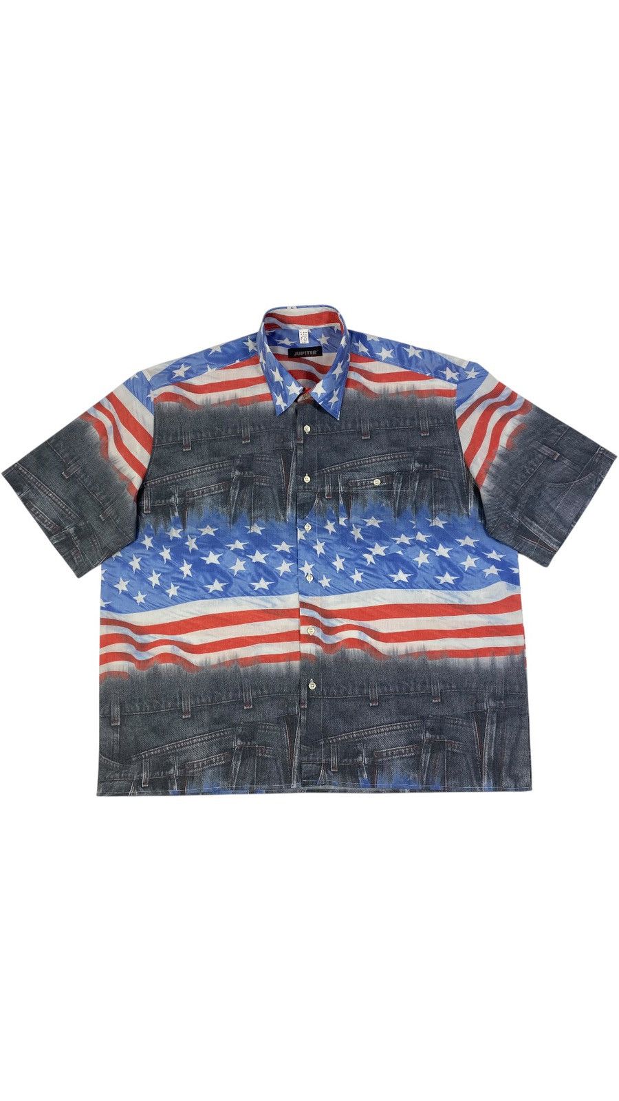 Vintage 🔥LASTDROP🔥 90s American Jeans Flag USA All Over Crazy Shirt Size US XXL / EU 58 / 5 - 1 Thumbnail
