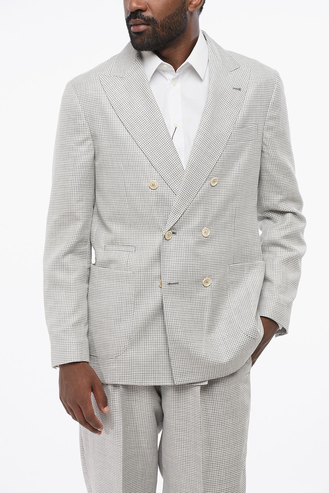 Brunello Cucinelli og1mm0725 Double-breasted Wool Blend Suit in Grey Size US L / EU 52-54 / 3 - 2 Thumbnail