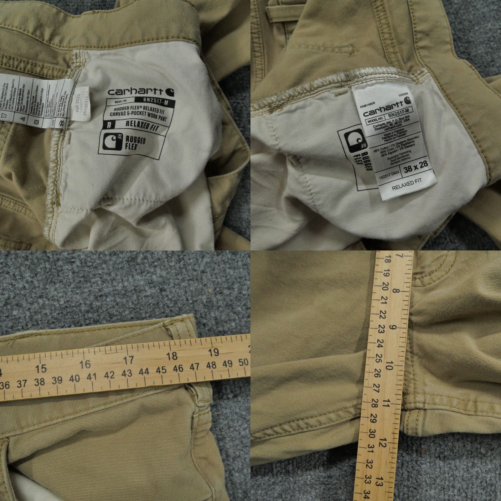 Carhartt Carhartt Pants Mens 38x28 Tan Khaki Canvas Workwear Relaxed Fit 5-Pocket Carpenter Straight 38 Regular Mens Pants Size US 38 / EU 54 - 8 Thumbnail