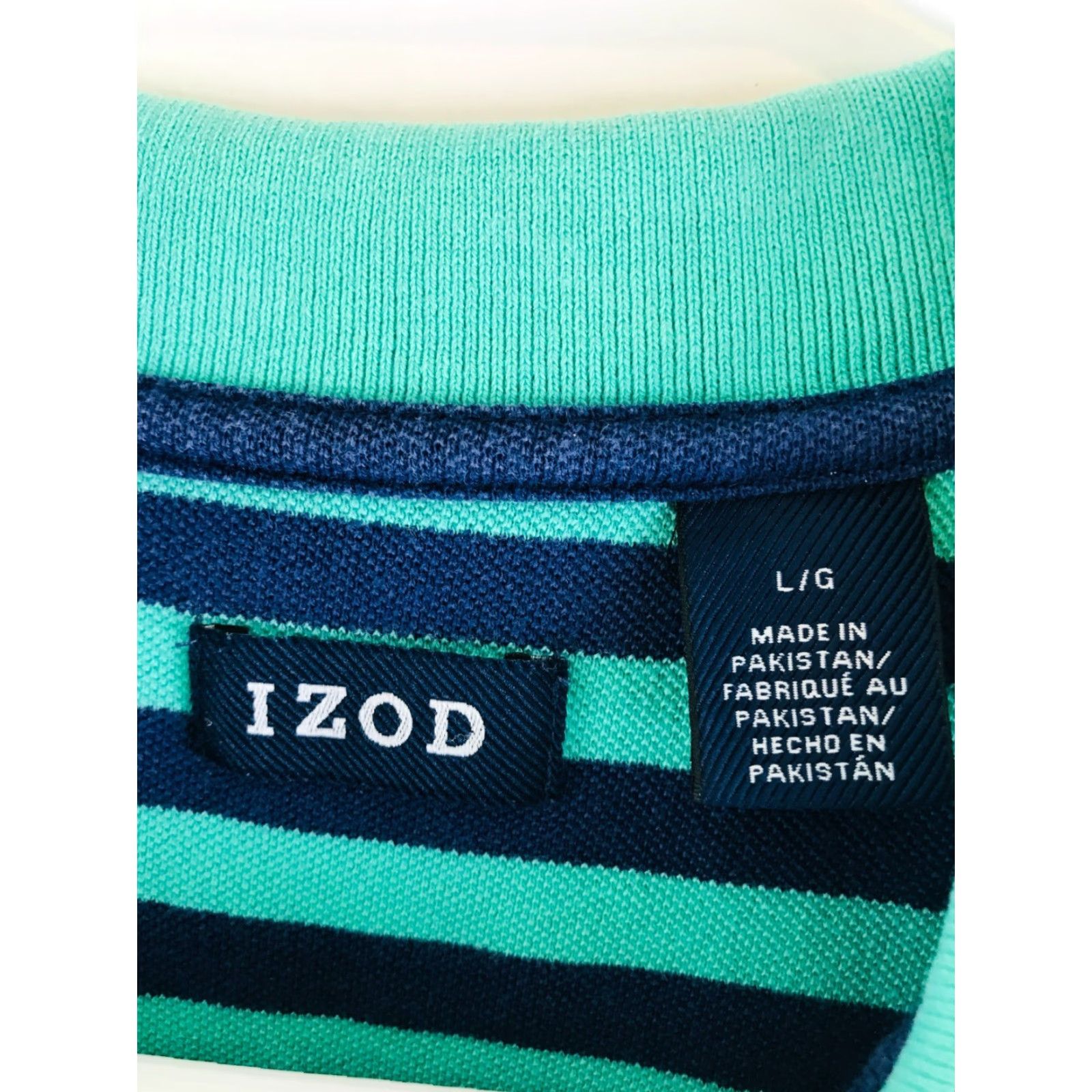 Izod VINTAGE IZOD Polo Shirt Mens XL Navy Blue Green Striped Short Sleeve Collared Size US XL / EU 56 / 4 - 6 Thumbnail