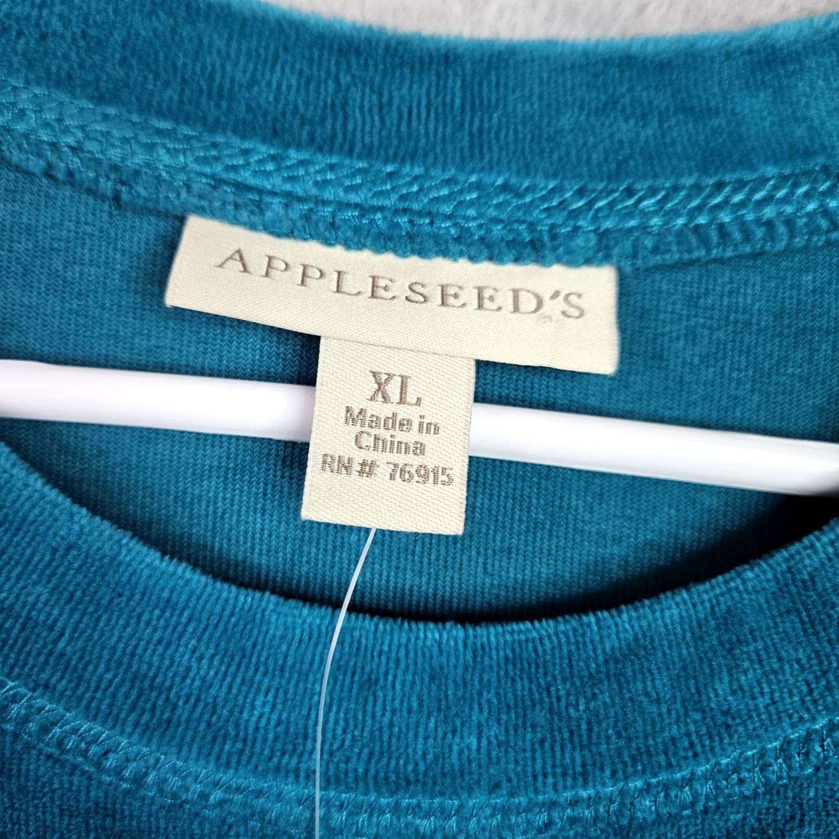 Vintage Appleseed's Women Top XL Peacock Blue Velour Long Sleeve Sweatshirt Size XL / US 12-14 / IT 48-50 - 3 Thumbnail