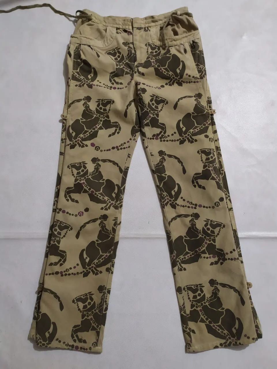 Japanese Brand Scolar Japan Fullprint Art Knight Horses Nice Design Pants Size US 29 - 13 Thumbnail