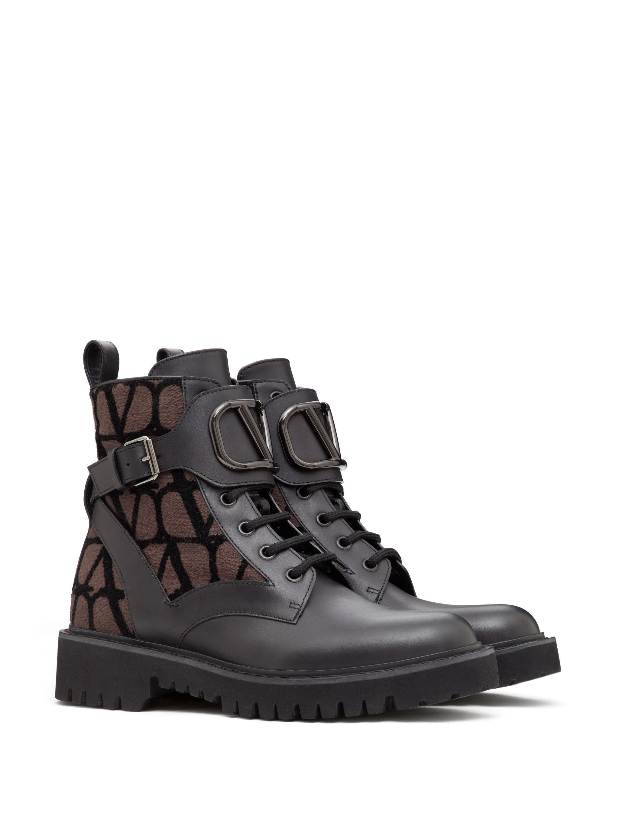 Valentino o1s22i1n0924 Leather Canvas Ankle Boots in Black Size US 7 / IT 37 - 2 Thumbnail