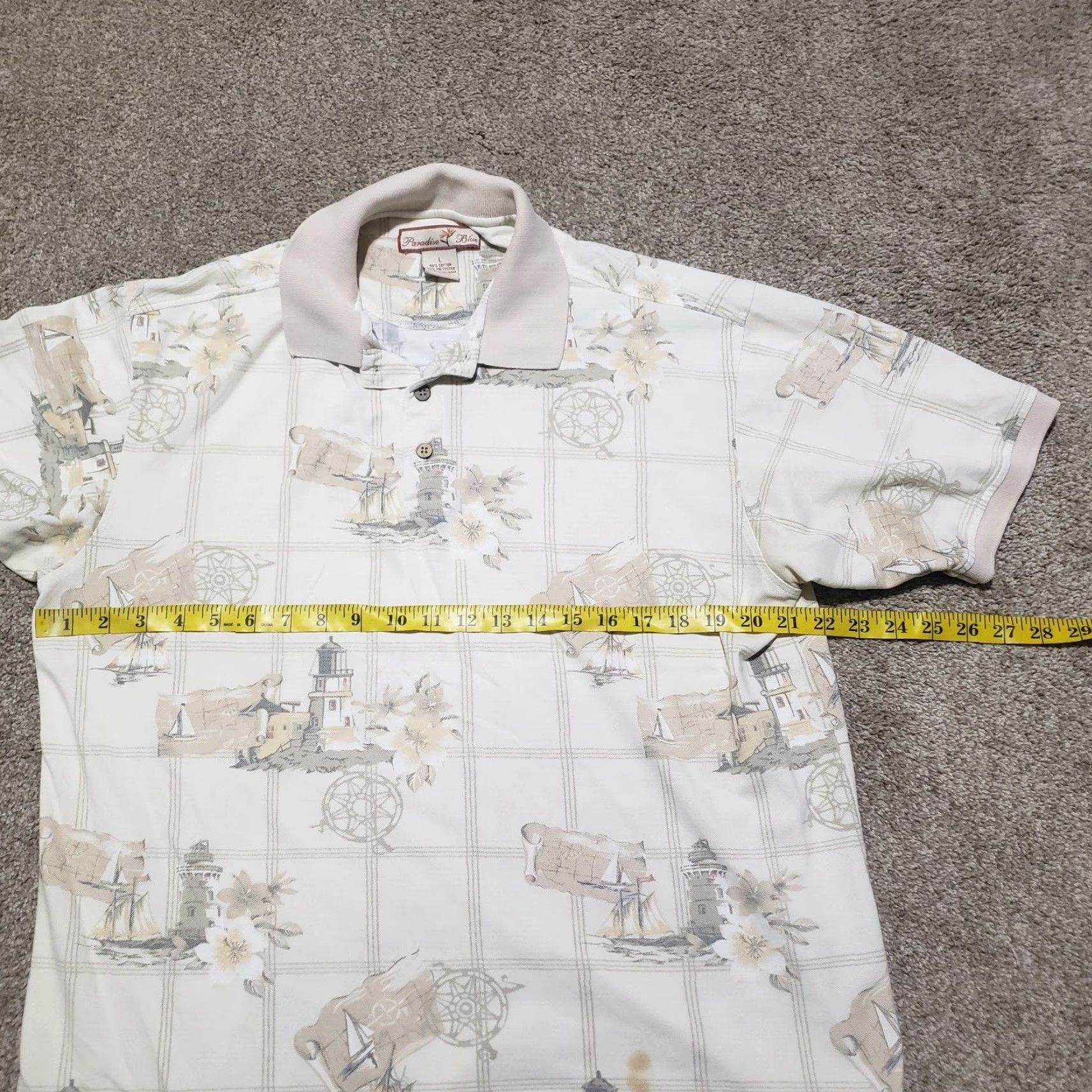 Paradise VINTAGE Blue Paradise Polo Shirt Adult L Blue Hawaiian 90s Golf Lacrosse Shirt Mens Size US L / EU 52-54 / 3 - 5 Thumbnail