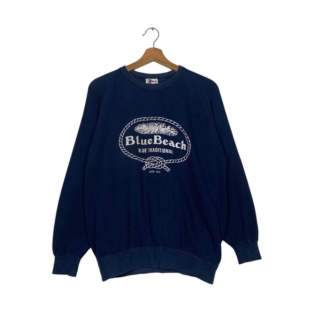 Japanese Brand Flancia Blue Beach Crewneck Sweatshirt Size US M / EU 48-50 / 2 - 1 Thumbnail