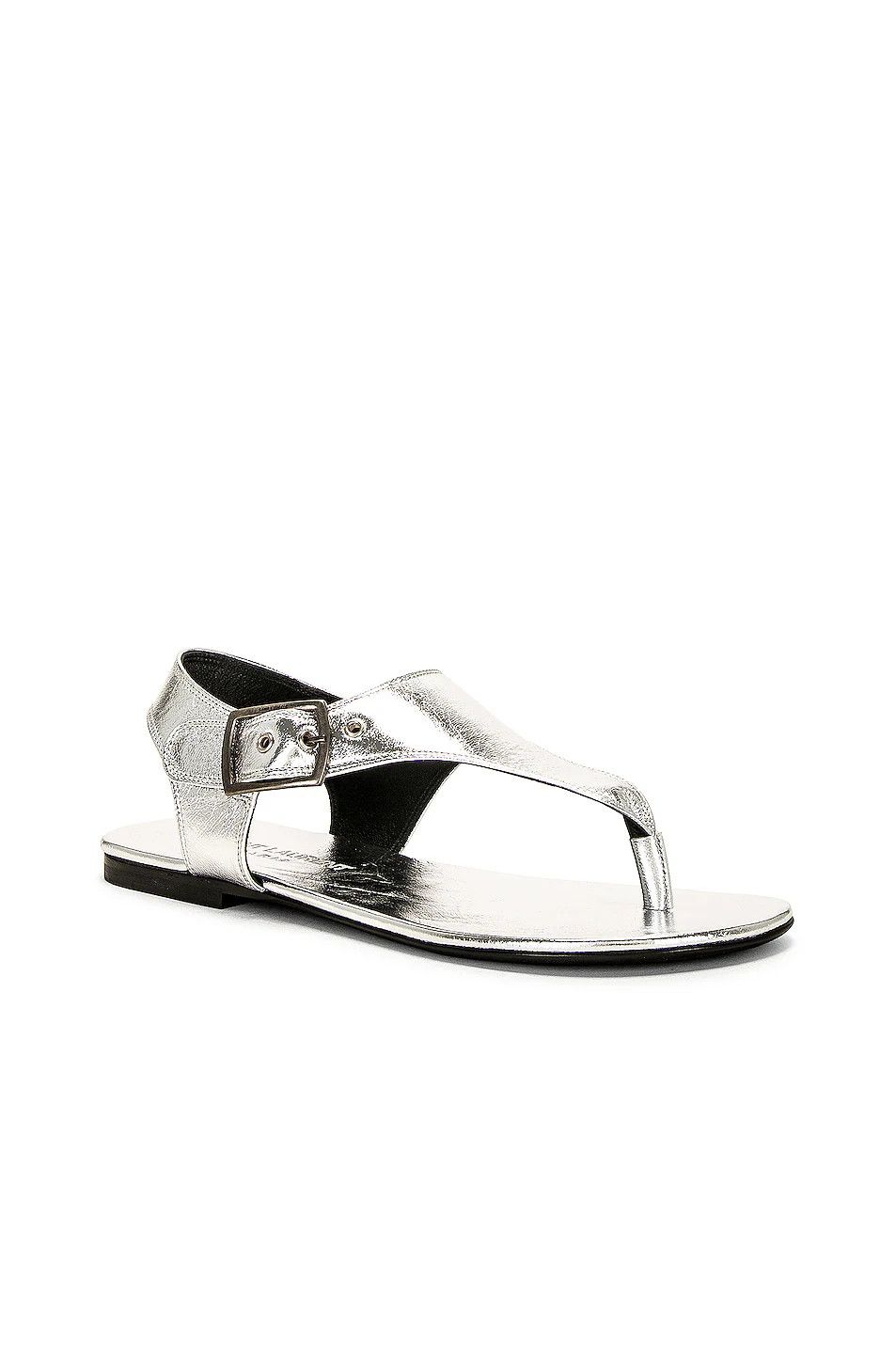 Saint Laurent Paris o1s1wg111024 Ankle Strap Flat Sandals in Argento Size US 11 / IT 41 - 2 Thumbnail