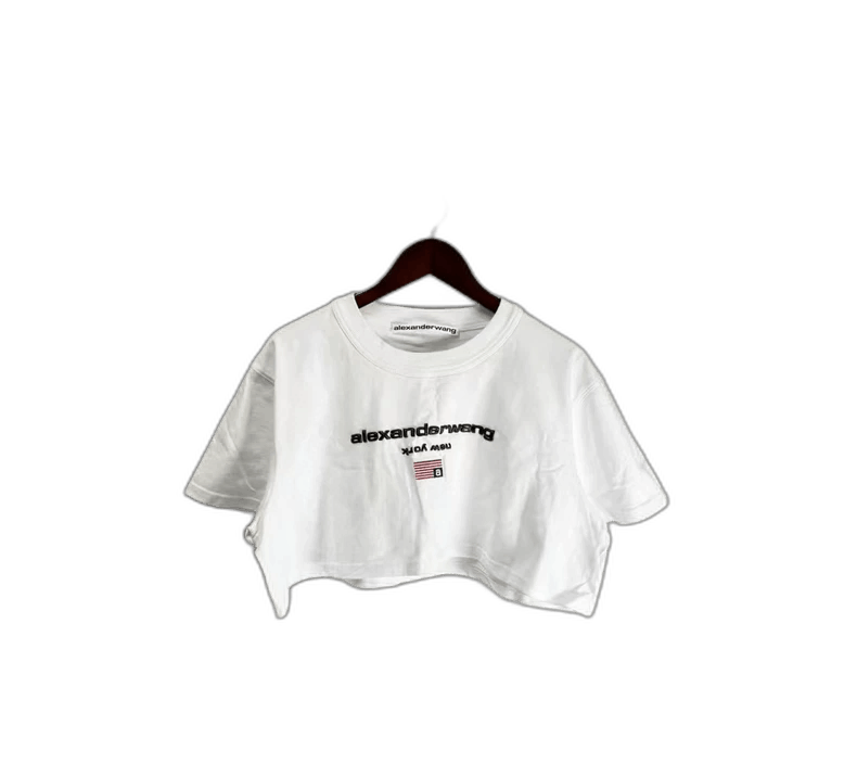 Alexander Wang Alexander Wang White Flag Embroidered Crop Top Size XL / US 12-14 / IT 48-50 - 1 Thumbnail