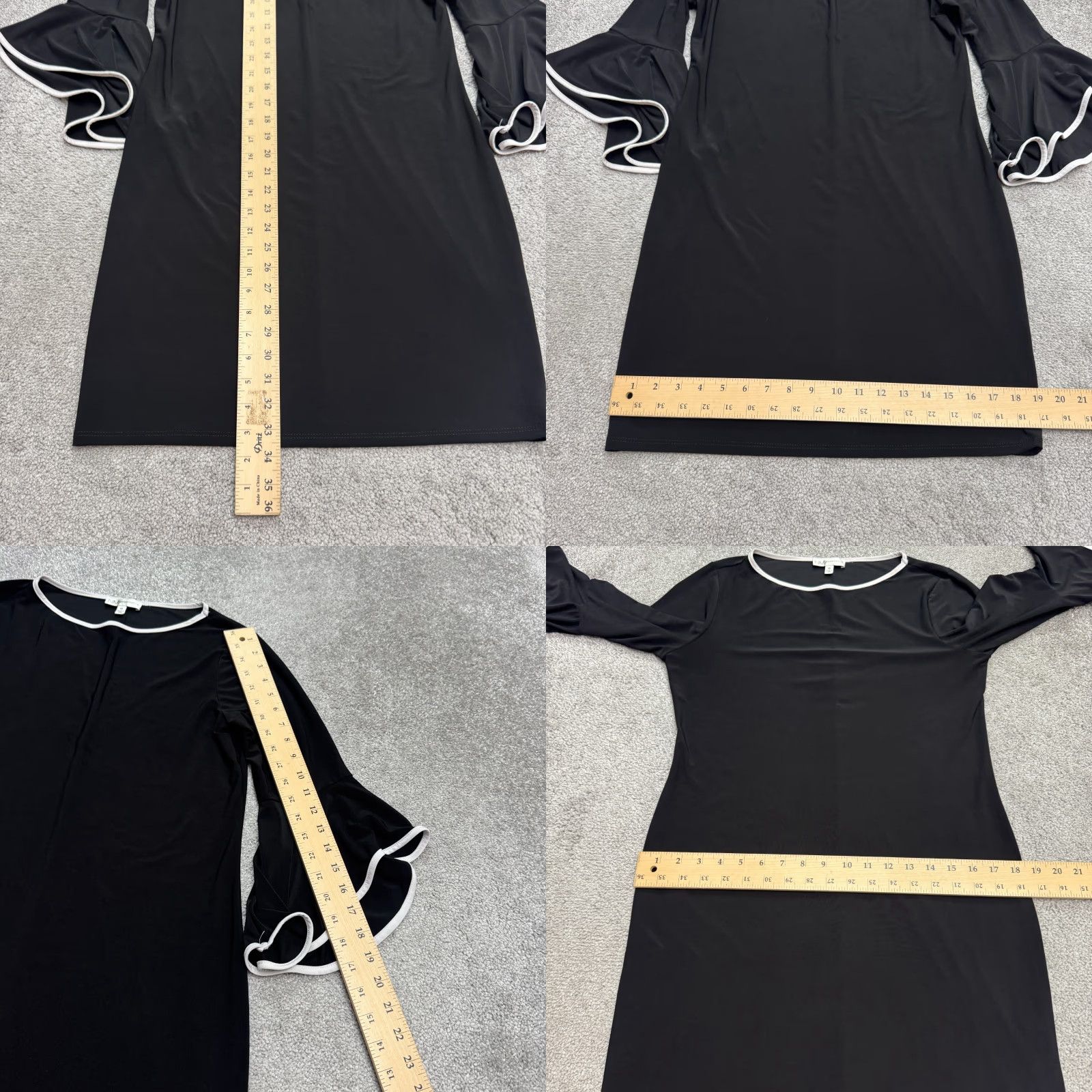 Neiman Marcus VINTAGE Neiman Marcus Bell Sleeve Shift Dress Womens 10 Black White Trim Knee Length USA Size L / US 10 / IT 46 - 8 Thumbnail