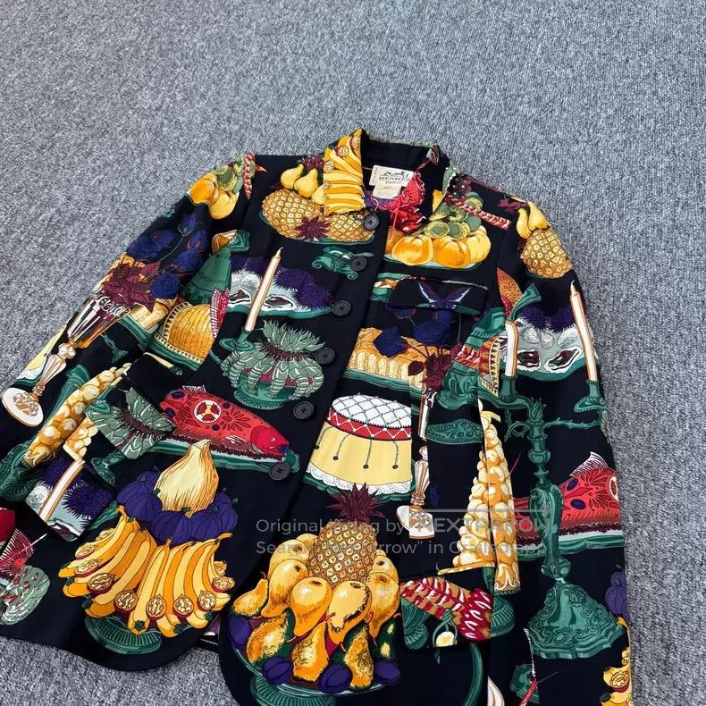 Hermes Hermes Feast Gluttonous Silk Shirt Jacket Size XS / US 0-2 / IT 36-38 - 3 Thumbnail