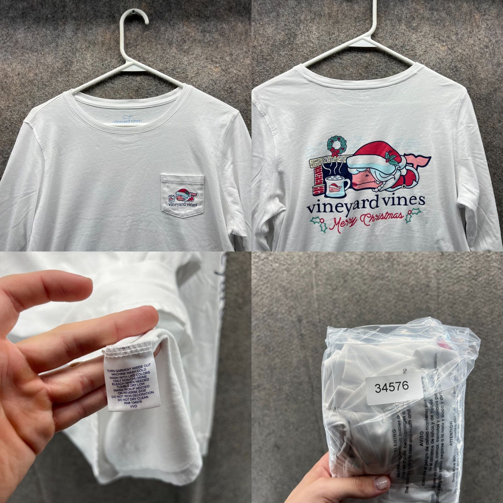 Vineyard Vines Vineyard Vines Shirt Womens Medium White Long Sleeve Christmas Whale Santa Tee Shirt Size M / US 6-8 / IT 42-44 - 8 Thumbnail