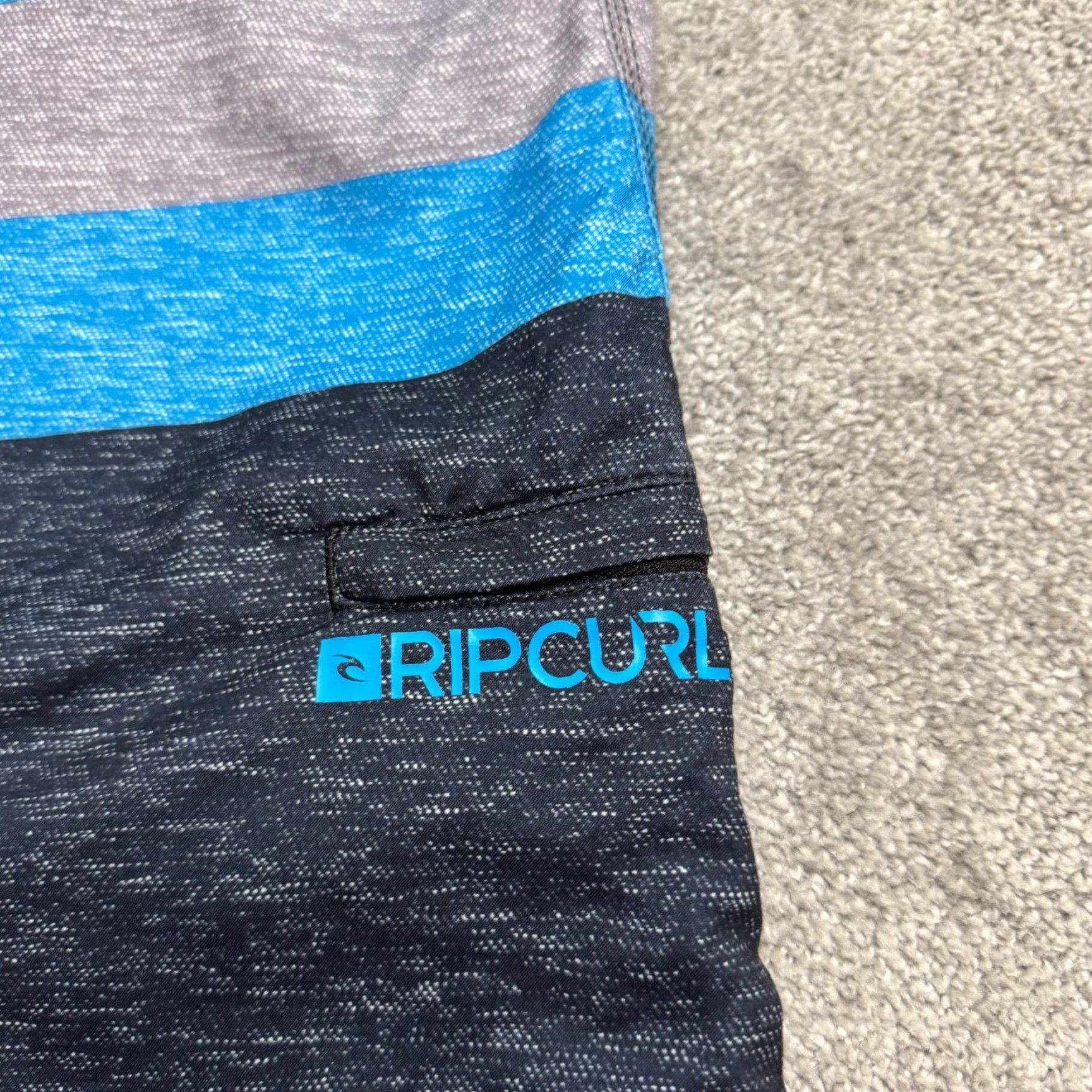 Rip Curl Rip Curl Mirage Swim Trunks Board Shorts Mens 32 Blue Gray Striped Beach Summer Size US 33 - 3 Thumbnail