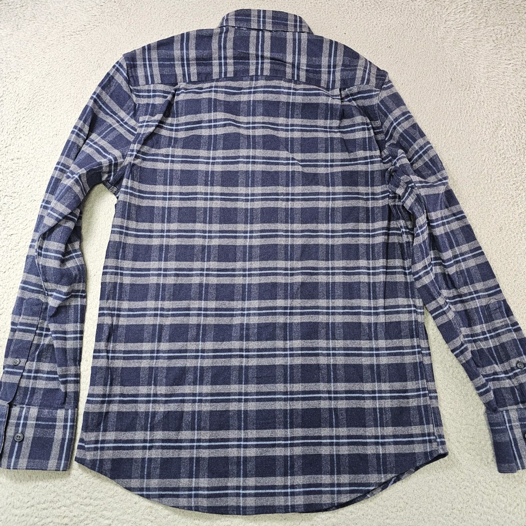 Nordstrom Nordstrom Men's Shop Shirt Navy Gray Stretch Flannel Plaid Button-Up Long Sleeve S Small Cotton Spandex Pocketed Size US S / EU 44-46 / 1 - 6 Thumbnail