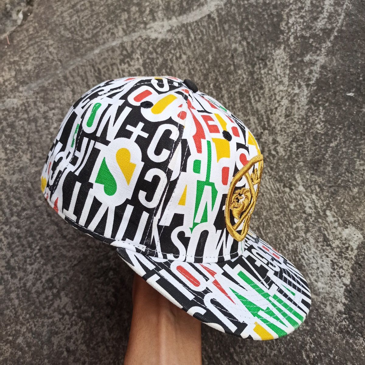 Bob Marley SICK fitted reggae full print with gold lion embroidery cap Size 34 - 8 Thumbnail