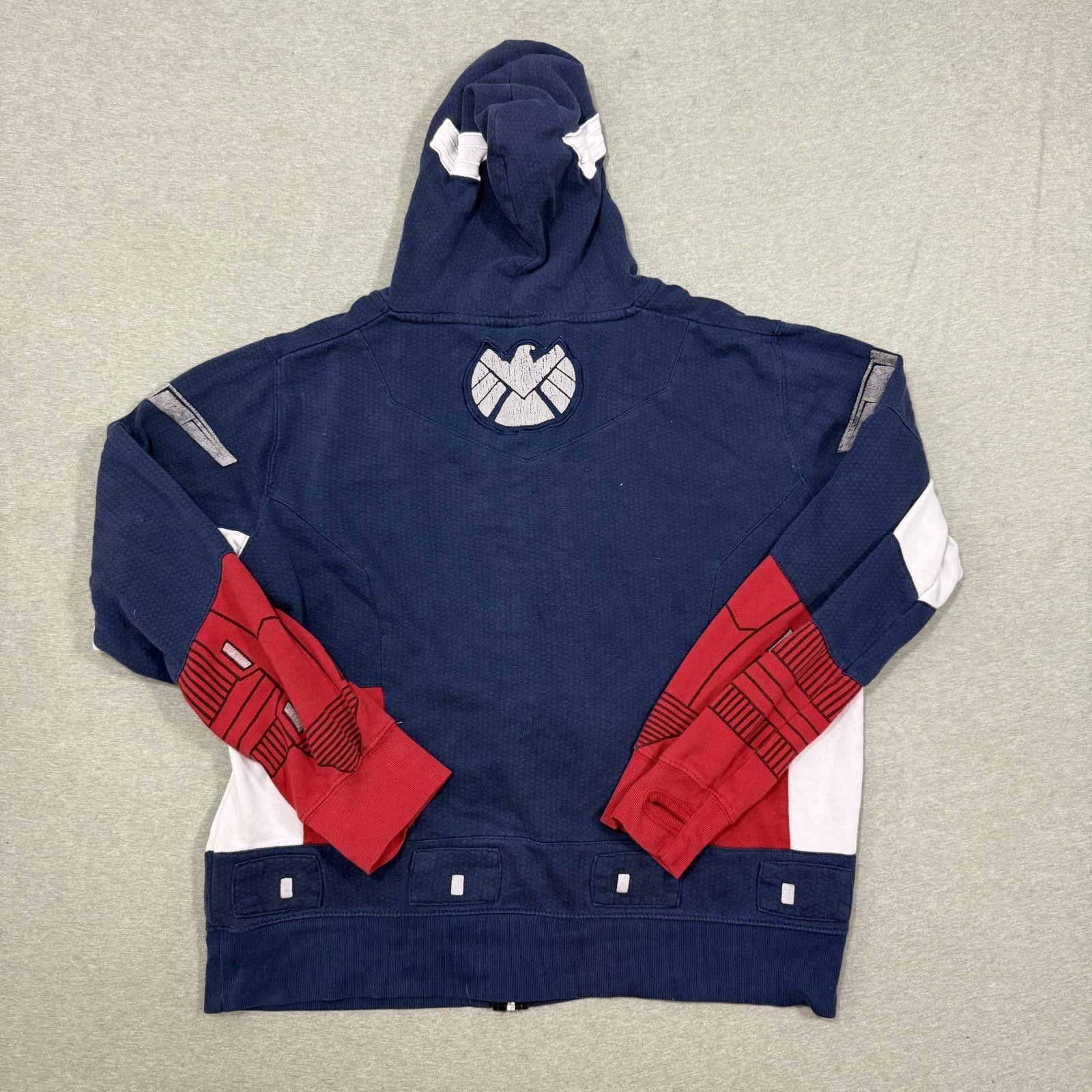 Marvel Comics Captain America Marvel Zip Hoodie Sweatshirt Mask Men's Lg Size US L / EU 52-54 / 3 - 7 Thumbnail