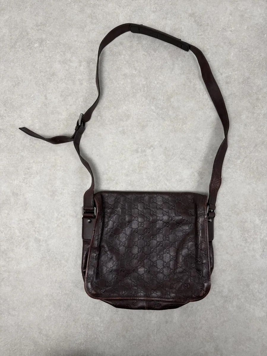 Gucci 2000s Gucci Monogramm G Brown Leather Shoulder Bag Size ONE SIZE - 7 Thumbnail