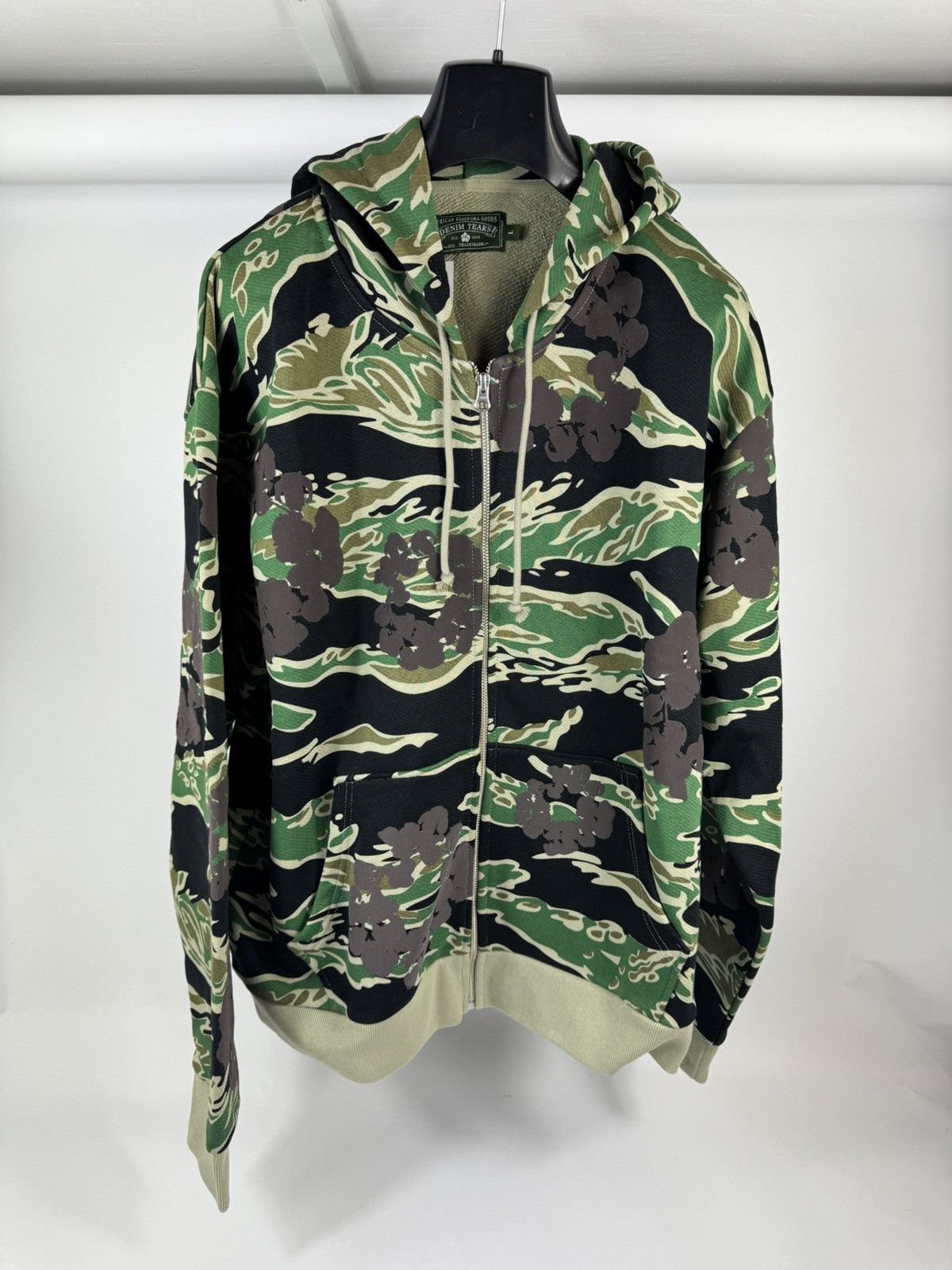 DENIM TEARS Green Camouflage Zip Hoodie Size US L / EU 52-54 / 3 - 1 Thumbnail
