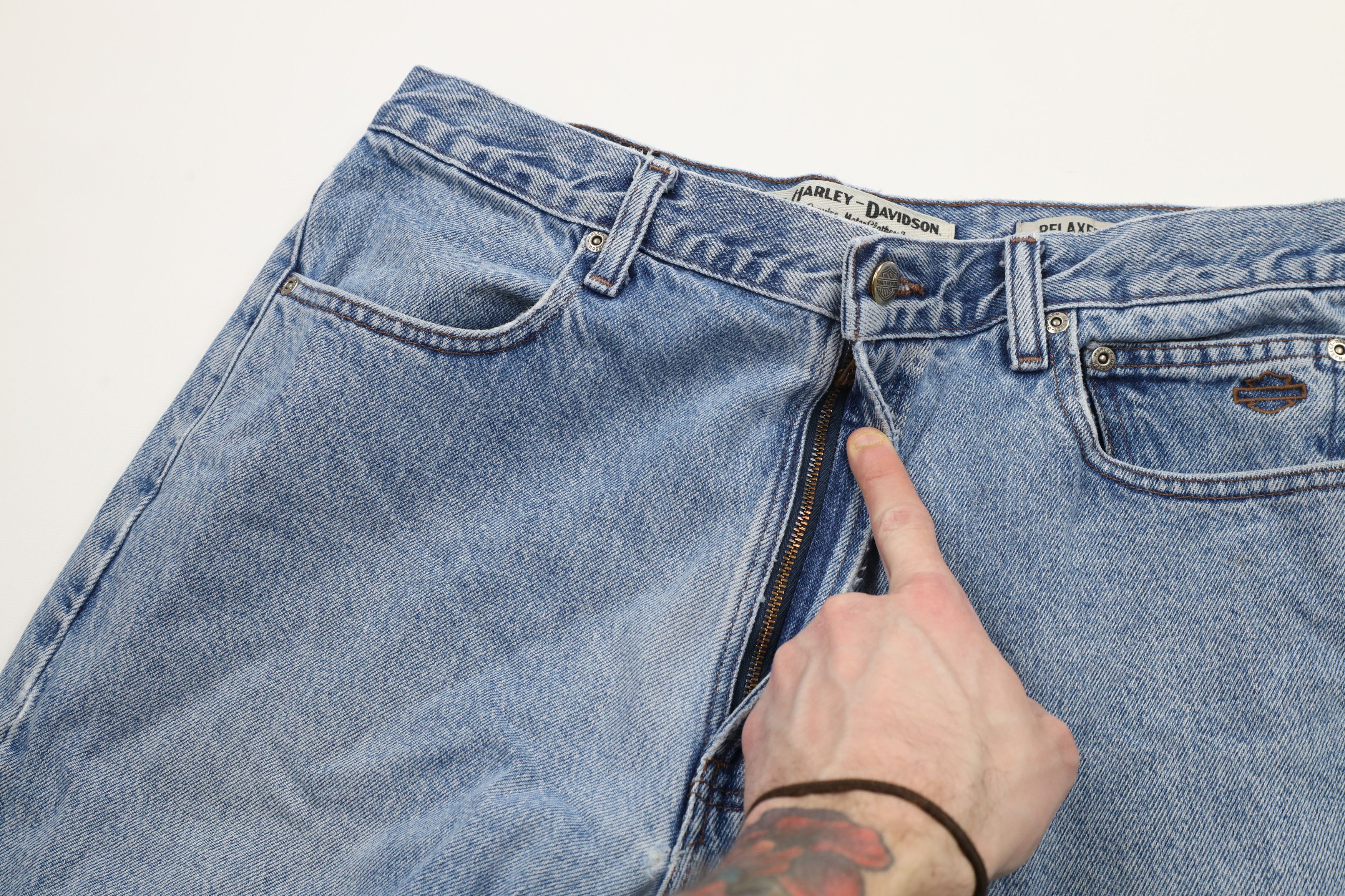 Harley Davidson × Vintage Vintage 90s Harley Davidson Relaxed Fit Denim Jeans Blue Size US 34 / EU 50 - 7 Thumbnail
