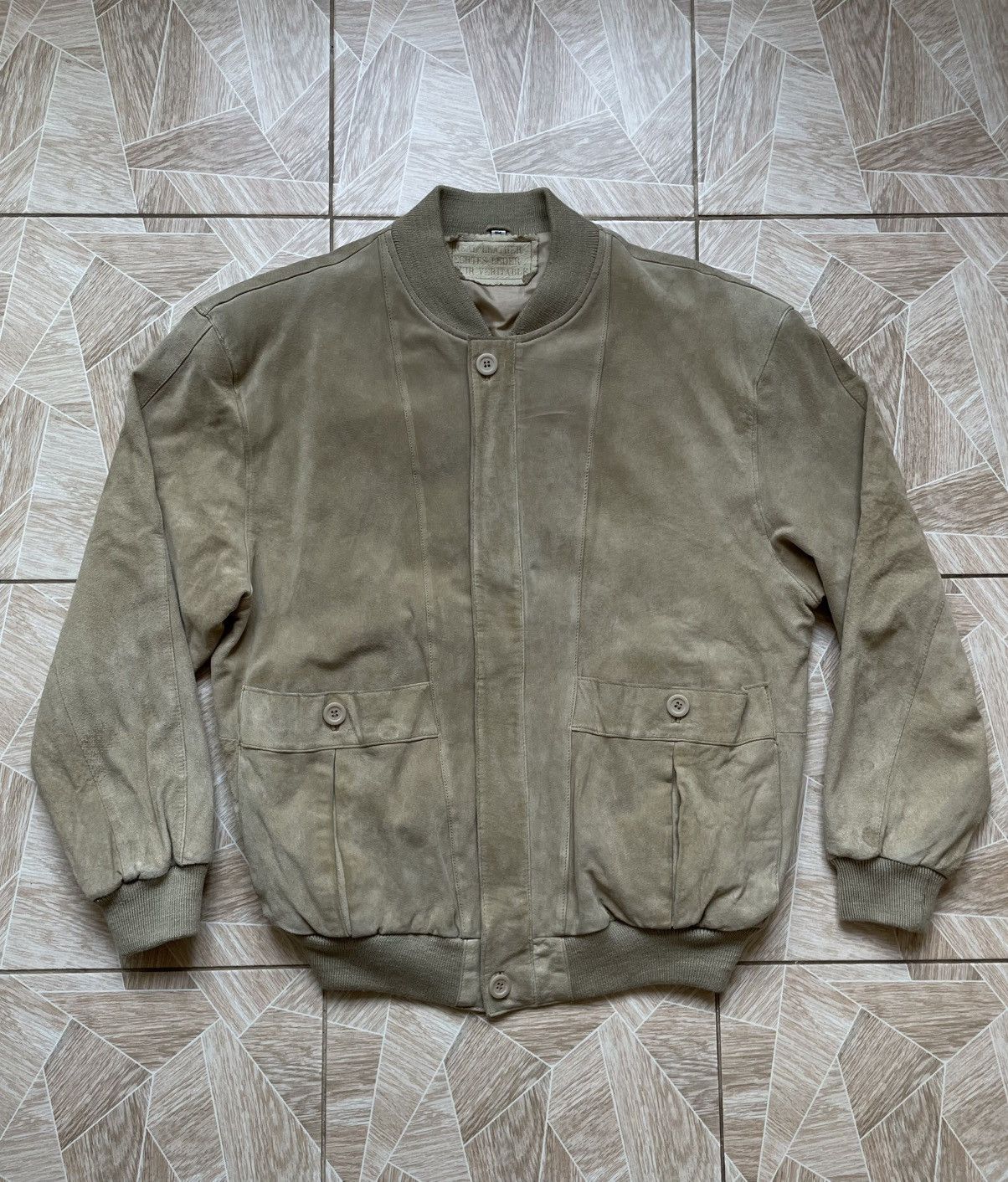 Designer × Leather × Vintage Real Leather Echtes Leder Cuir Veritable Suede Bomber Jacket Size US L / EU 52-54 / 3 - 1 Thumbnail