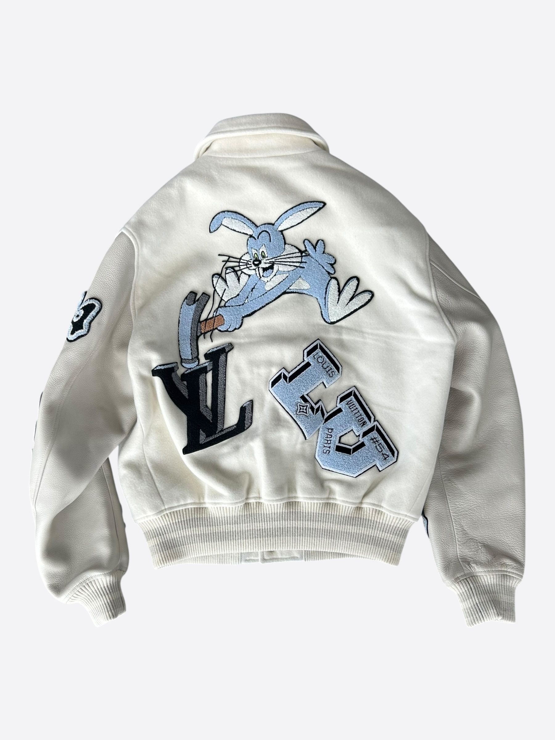 Louis Vuitton Louis Vuitton White & Blue Bunny Varsity Jacket Size US L / EU 52-54 / 3 - 2 Thumbnail