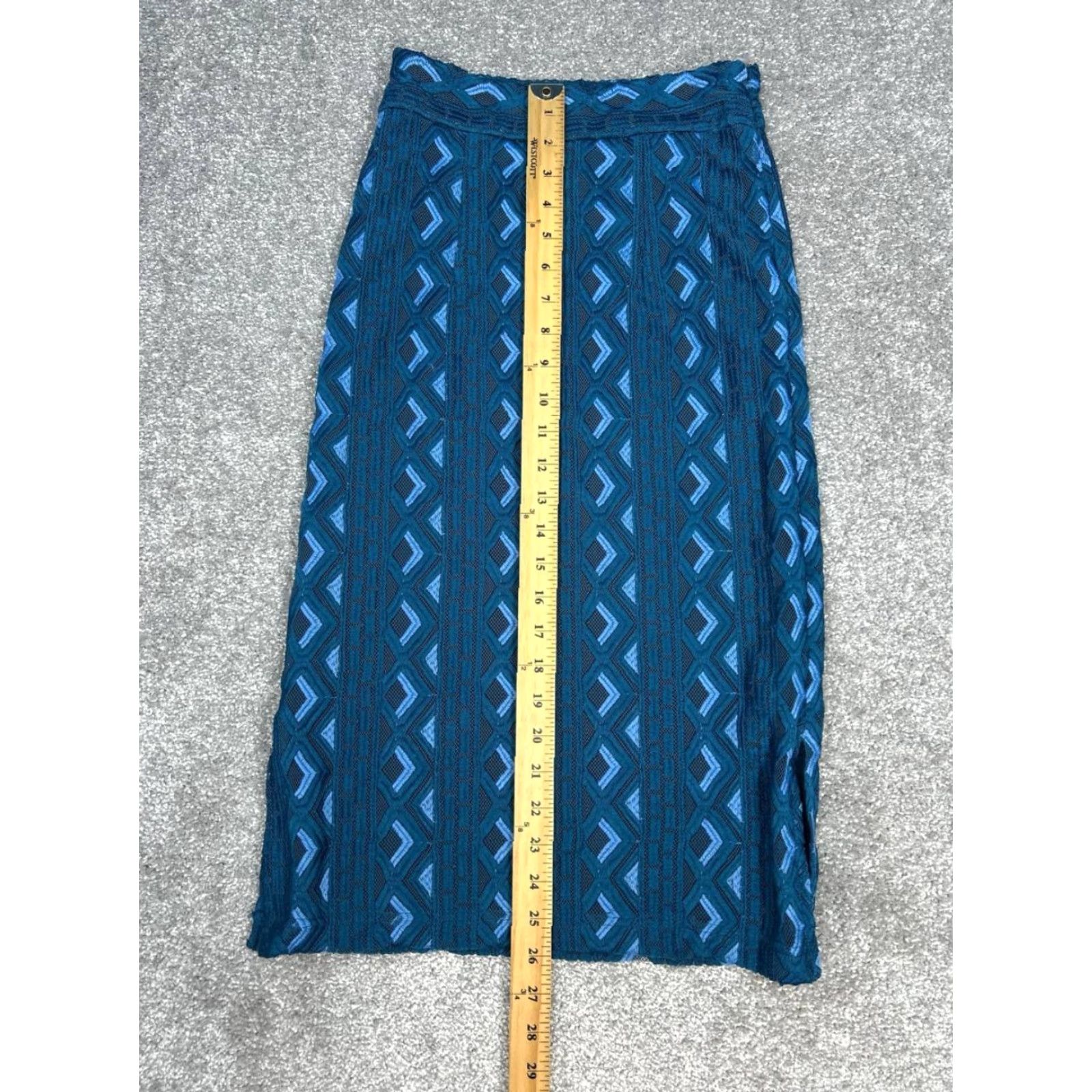 Anthropologie VINTAGE By Anthropologie Sienna Embroidered Pencil Skirt Womens 0 Blue Straight Side Zip Size 25" / US 0 / IT 36 - 4 Thumbnail