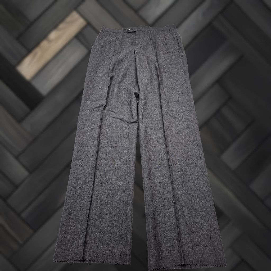 Vintage Sansabelt Dress Pants Mens 36x36 Gray Wool Pleated Straight Unhemmed Mens Dress Pants Wool Solid Gray 36 Inseam 36 In Front Zip Button Tab Pockets Size US 36 / EU 52 - 1 Thumbnail