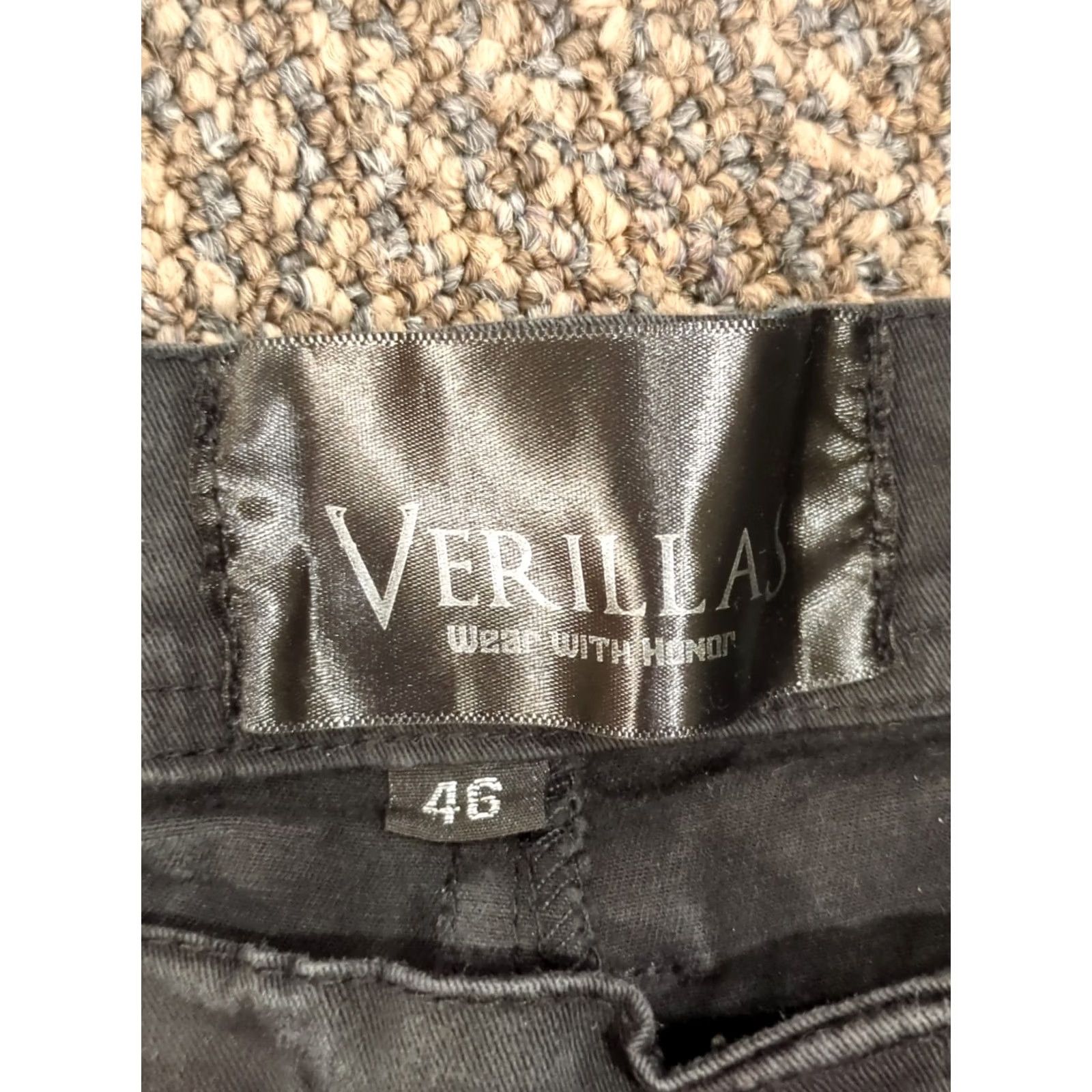 Denime VINTAGE Verillas Jeans Pants Womens 46 Havok Zipper Cargo Wax Denim Mottled Renaissance Black Cotton Blend, Spandex Comfort Stretch Leggings Size 32" / US 10 / IT 46 - 3 Thumbnail
