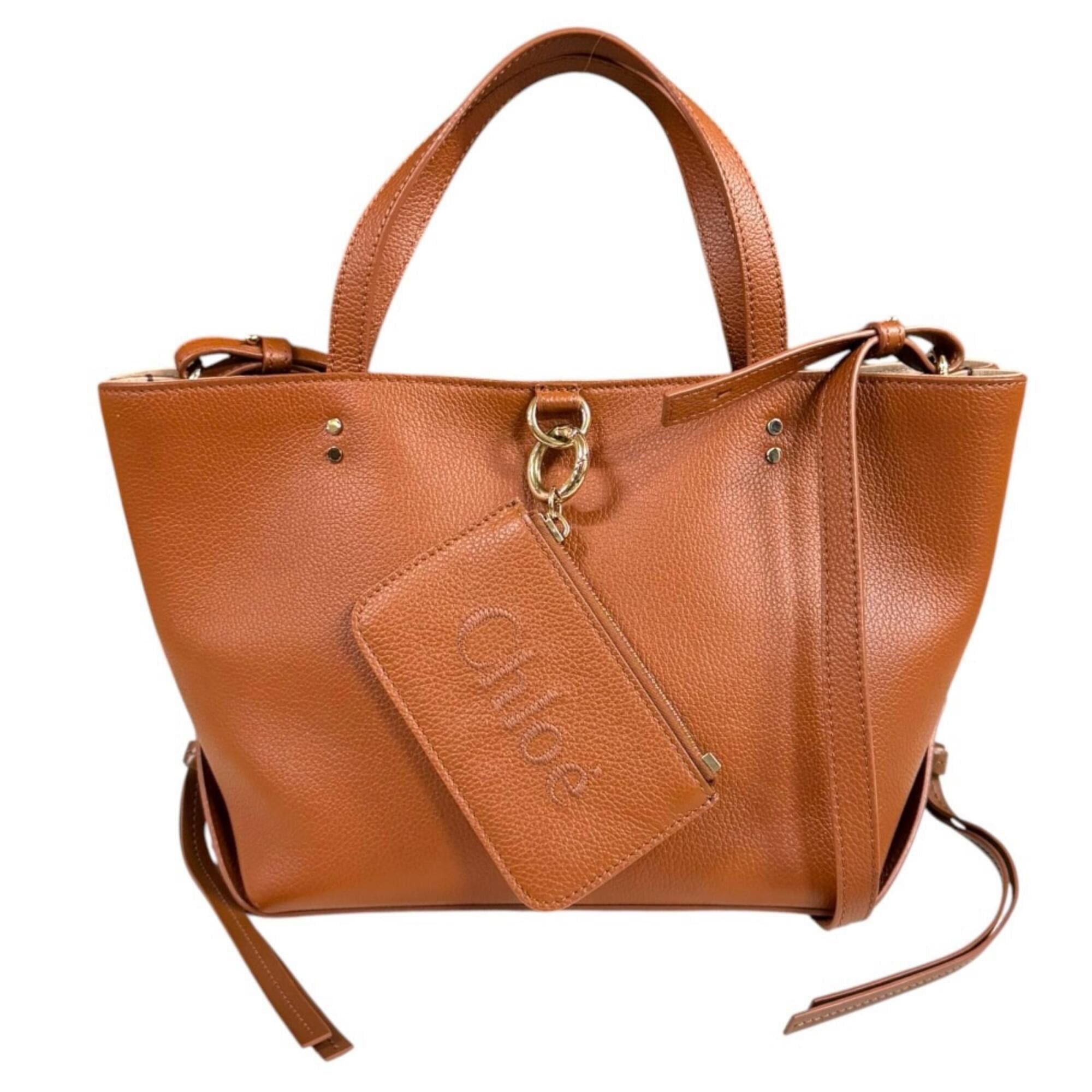 Chloe Chloé Chloe Sense Small East-West Tote Shoulder Bag, Leather, Brown, Women's, 2-way Size ONE SIZE - 1 Thumbnail