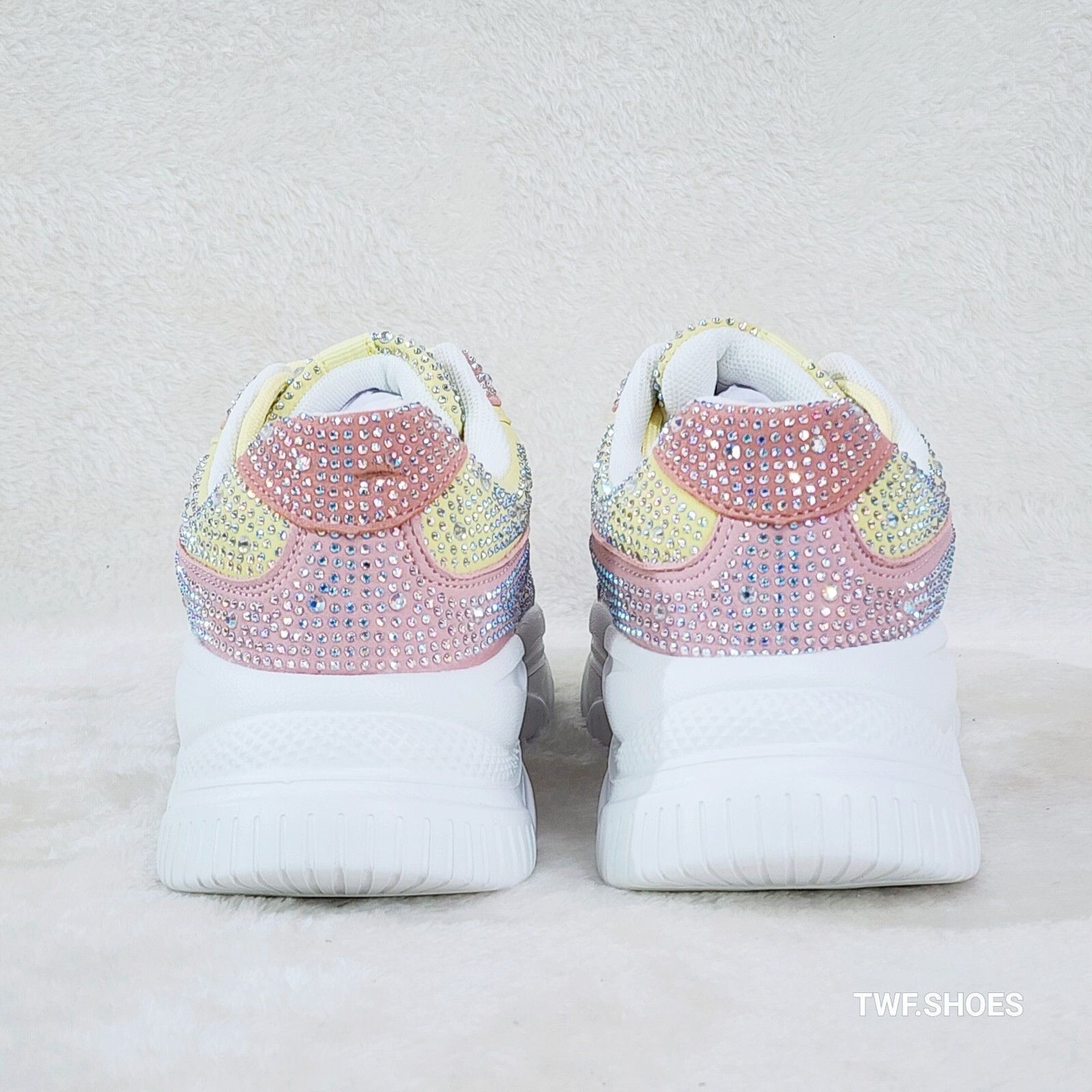 Other Softy Cush Multi Color Pastel Rhinestone Platform Sneakers ( Size US 10 / IT 40 - 4 Thumbnail