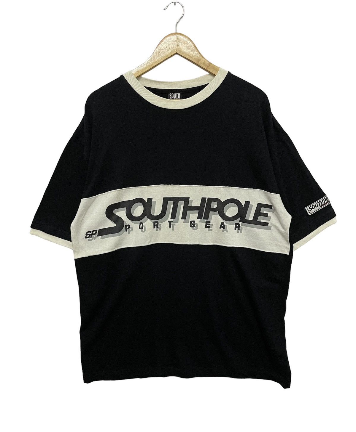 Southpole × Vintage Southpole Sportgear Big Logo Spellout T-shirt Black White Size US XL / EU 56 / 4 - 1 Thumbnail